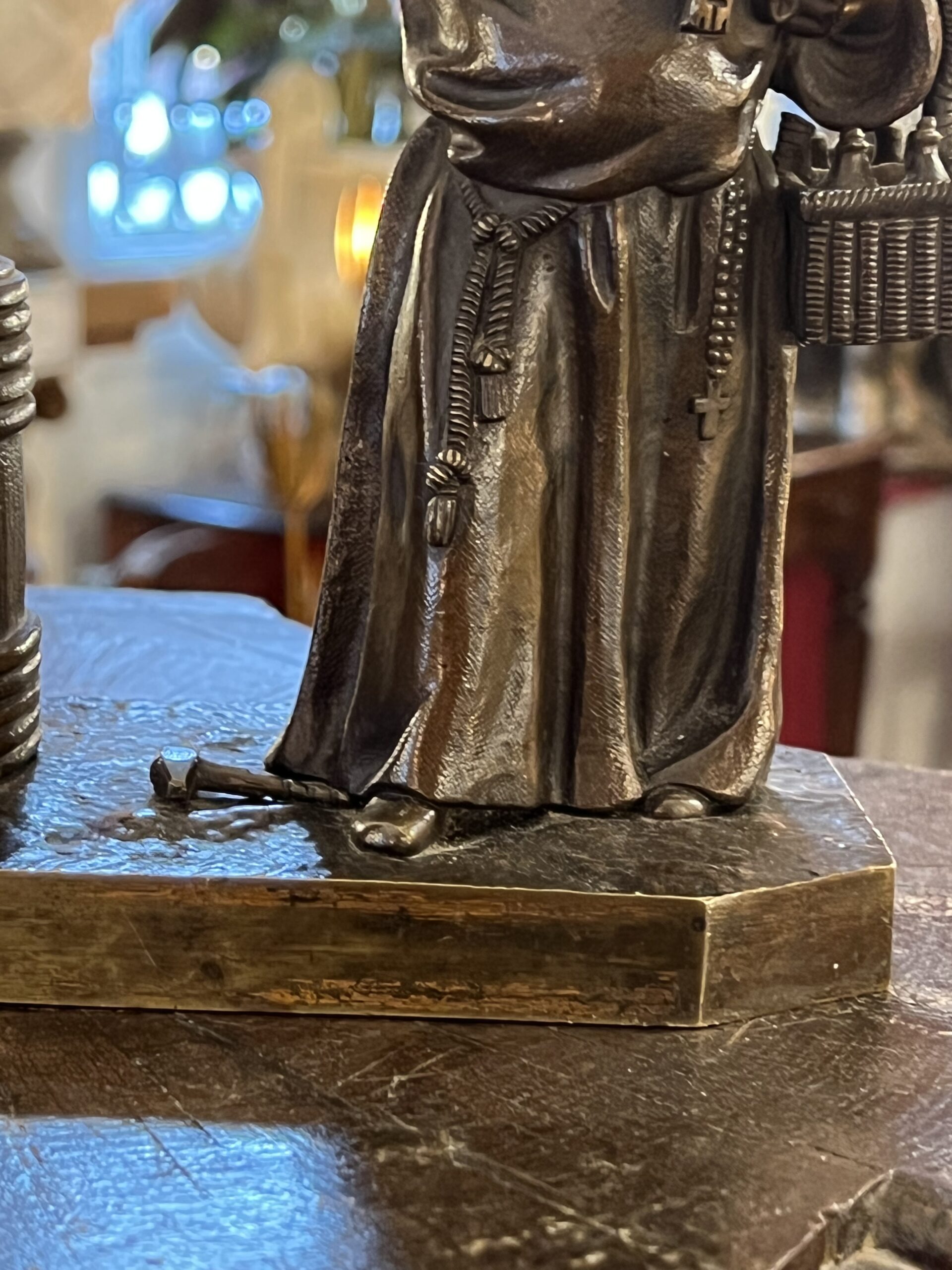 Sculpture en bronze, pyrogène, moine, tonneau, XIXe – Image 4