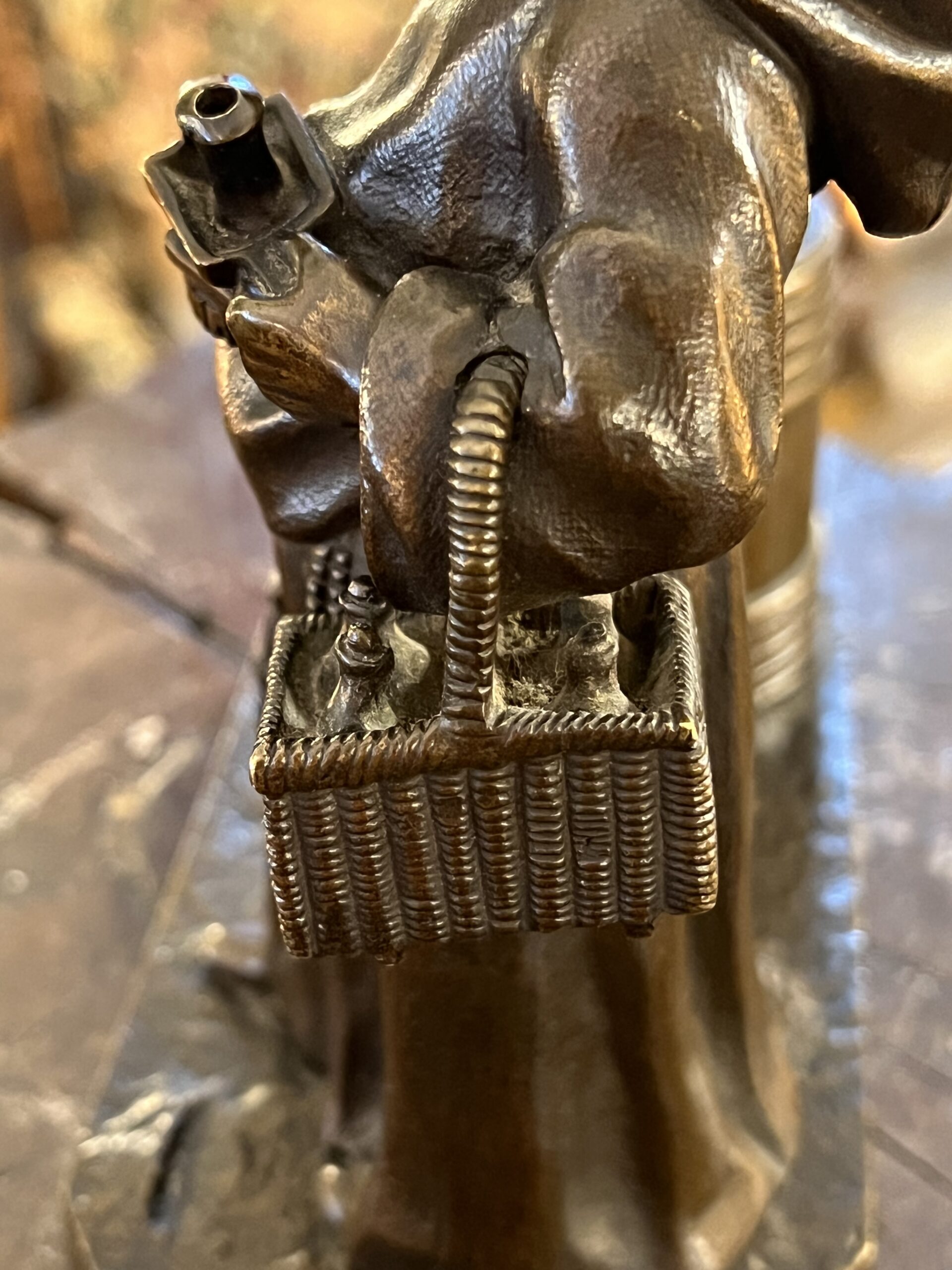 Sculpture en bronze, pyrogène, moine, tonneau, XIXe – Image 7