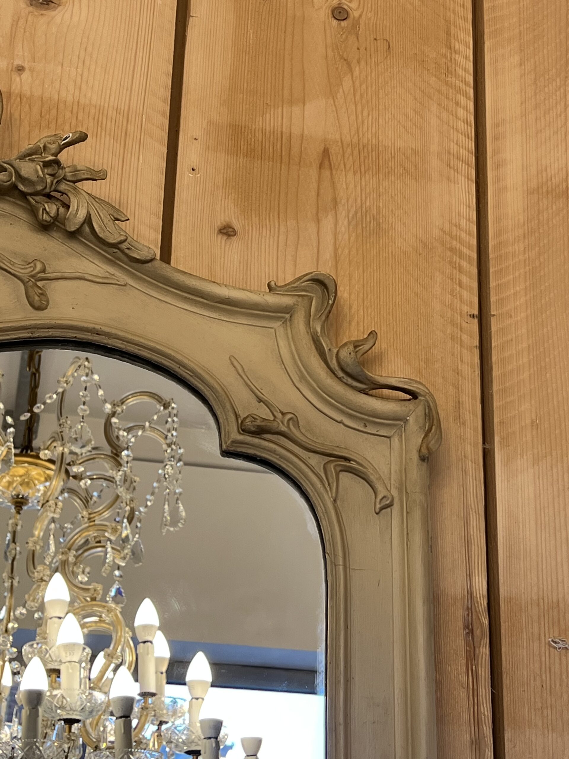Grand miroir en bois peint sculpté, style Art nouveau – Image 6
