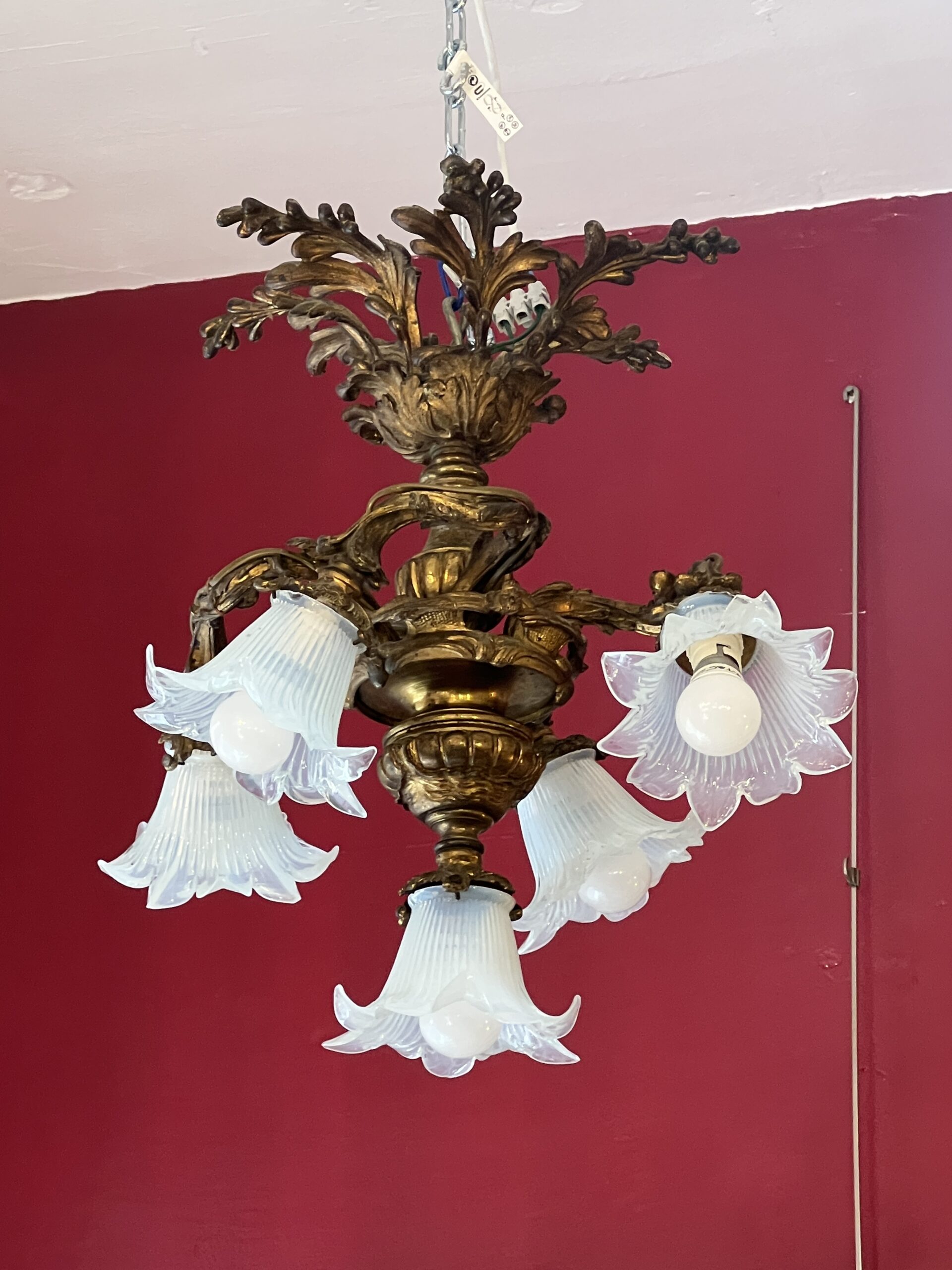 Lustre en bronze massif à bras mouvementés