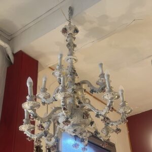 Grand lustre XIXe en porcelaine Italienne de Capodimonte