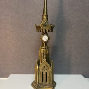 Magnifique pendule horloge en bronze cathédrale néo gothique XIXe siècle