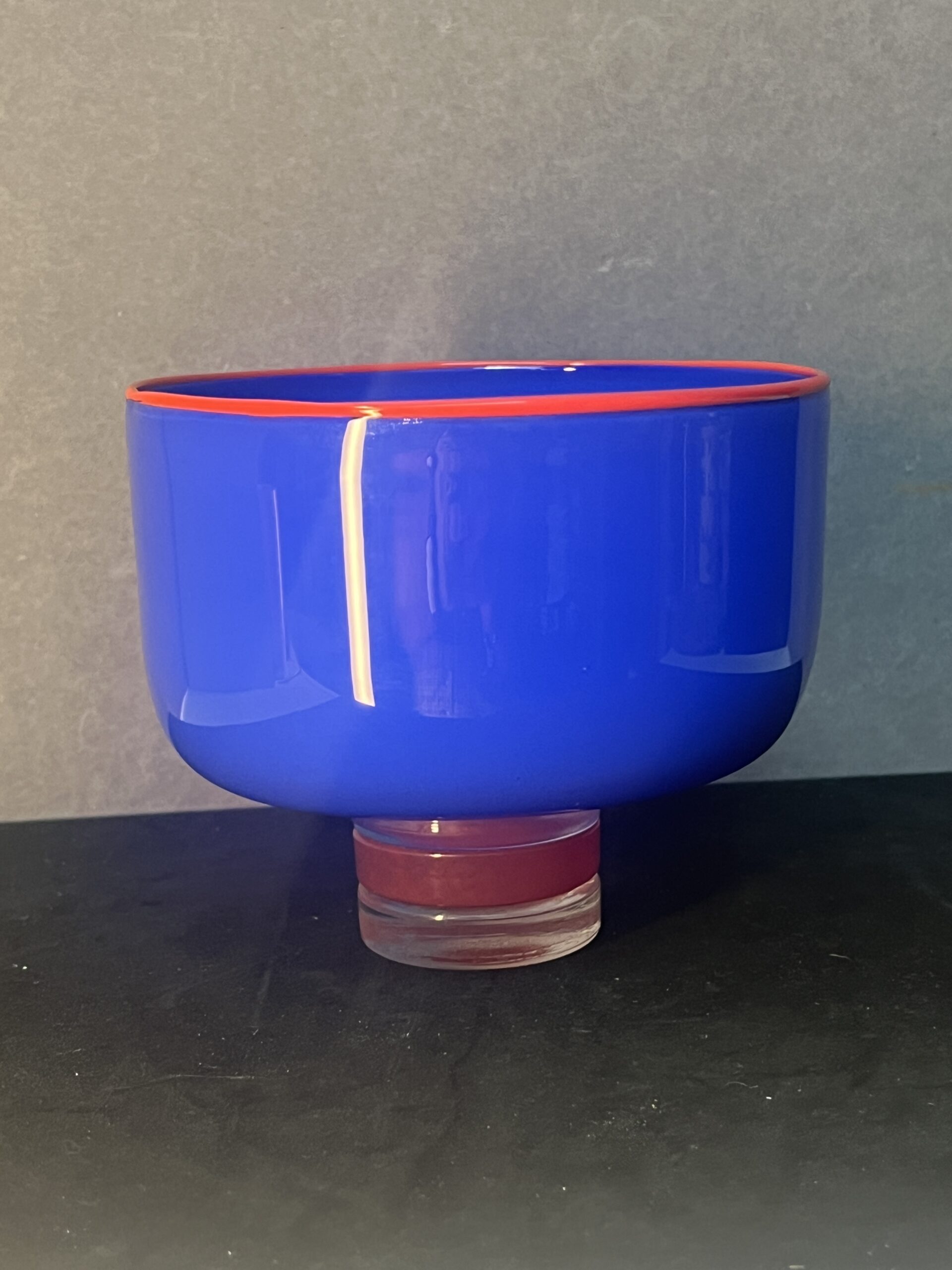 Eric Lindgren cache pot en verre soufflé 1990 vintage glasswork