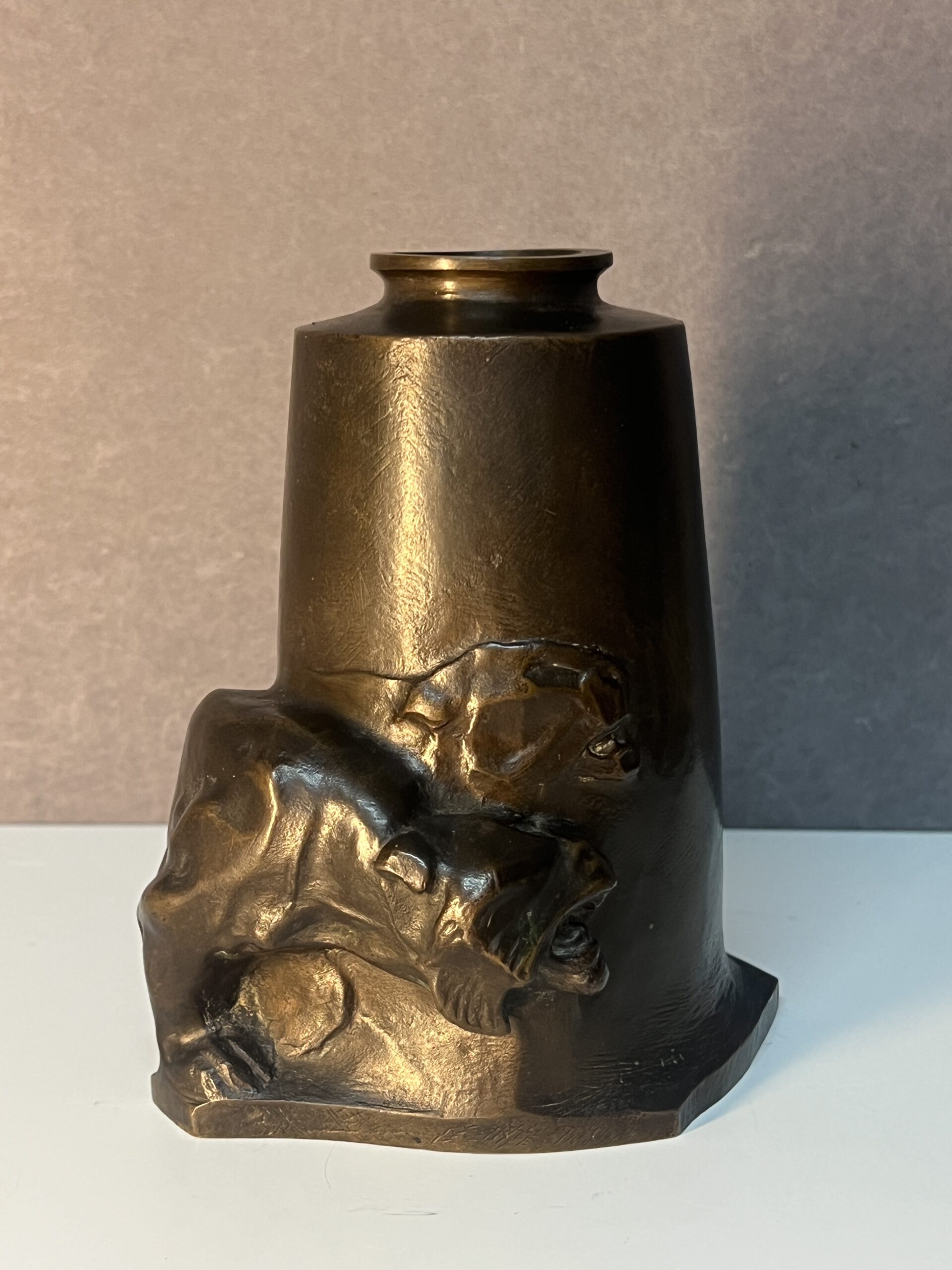 Vase art déco en bronze massif de Alfredo Biagini (1886-1952 )