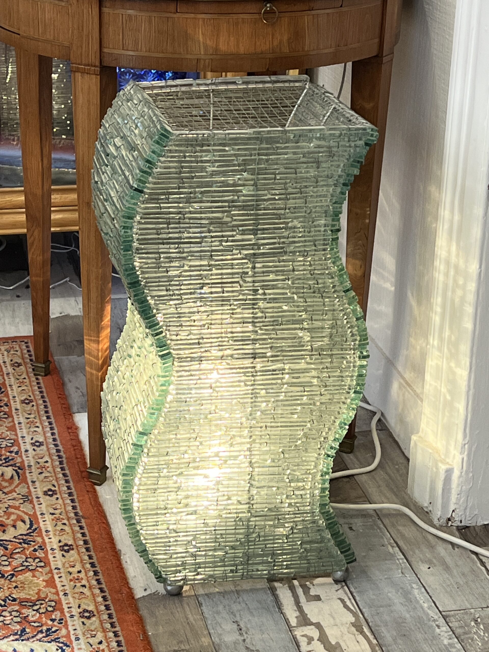 Danny LANE ( Attribué ) belle grande lampe en plaquettes de verres des années 1980