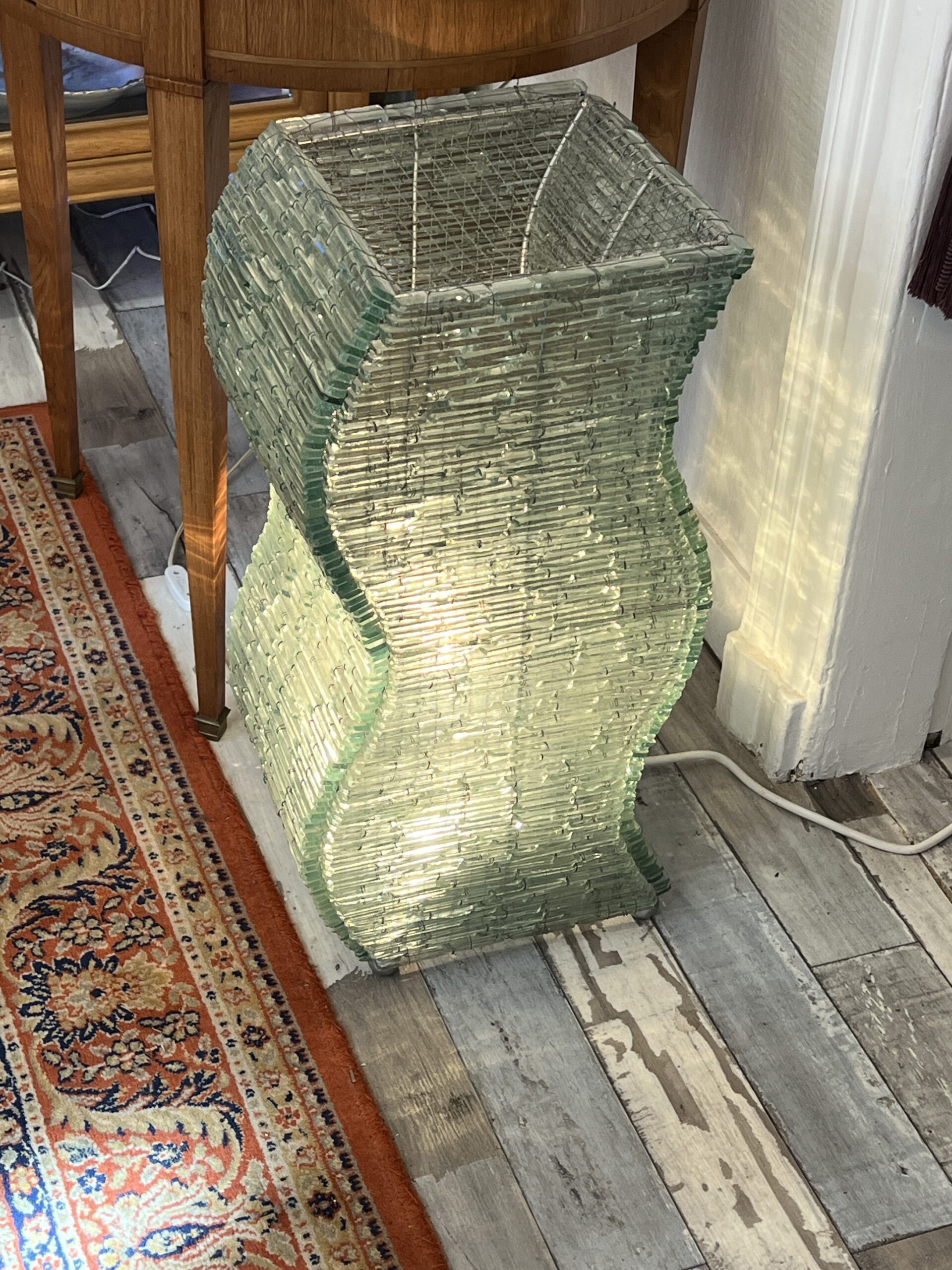 Danny LANE ( Attribué ) belle grande lampe en plaquettes de verres des années 1980 – Image 2