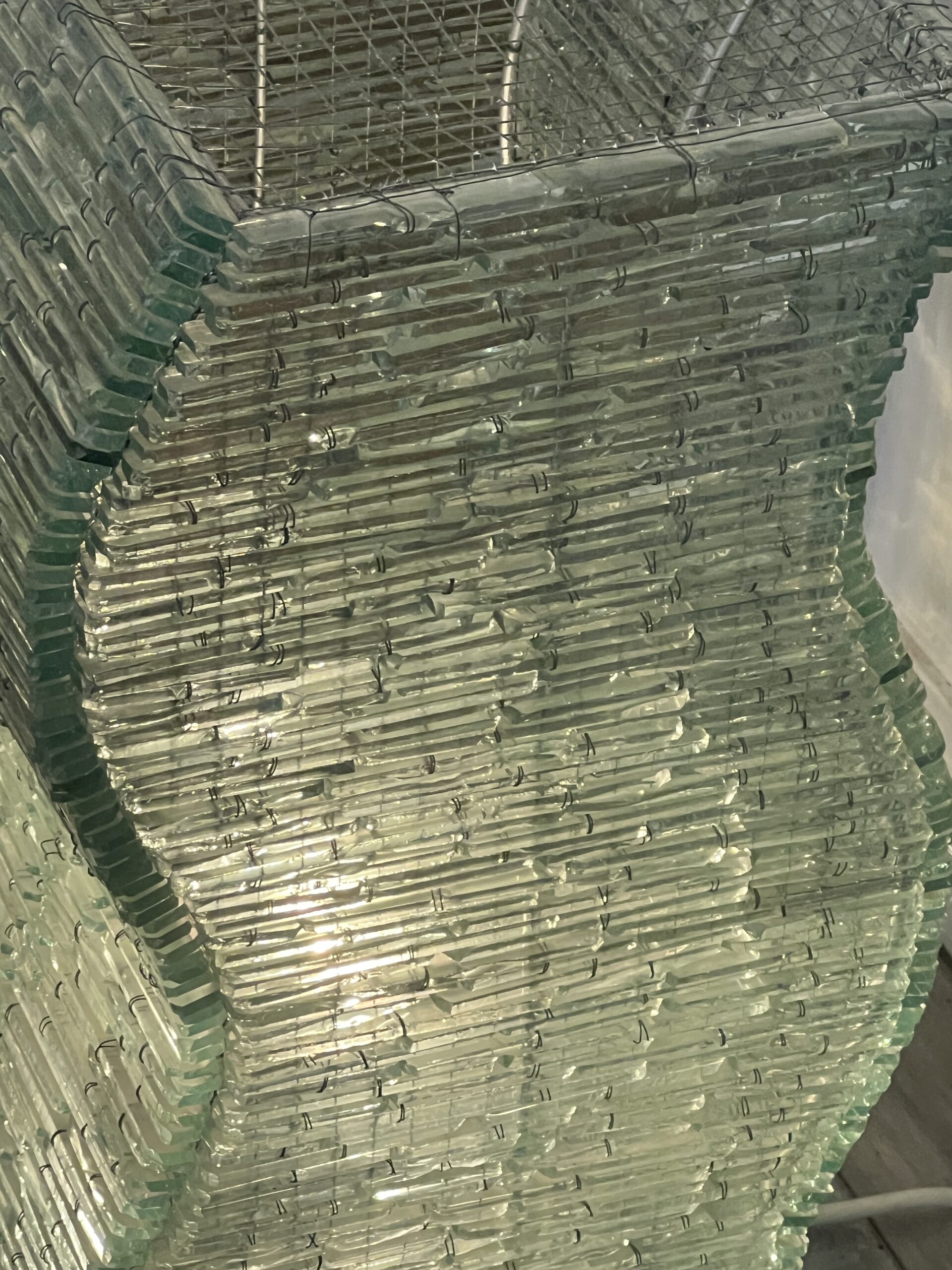 Danny LANE ( Attribué ) belle grande lampe en plaquettes de verres des années 1980 – Image 4