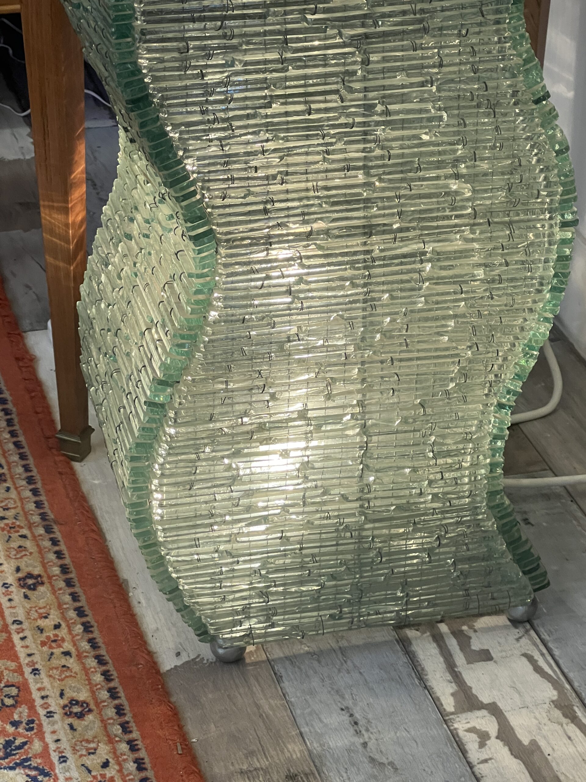 Danny LANE ( Attribué ) belle grande lampe en plaquettes de verres des années 1980 – Image 6