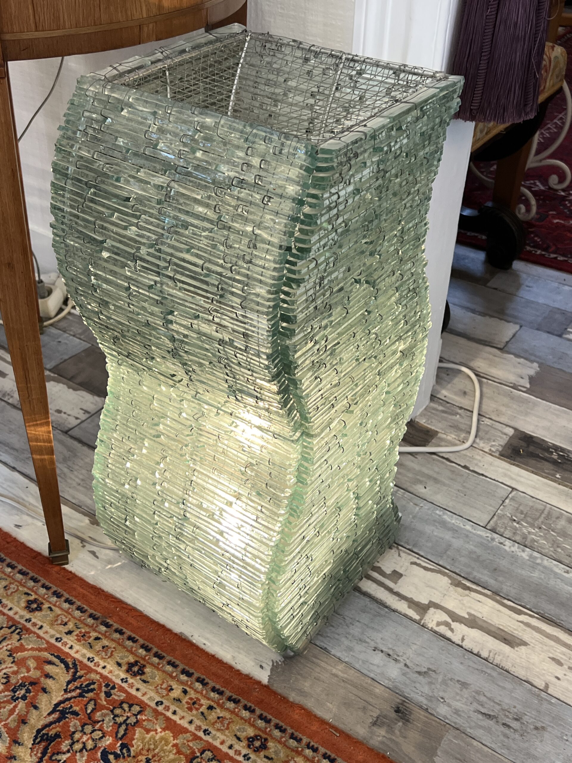 Danny LANE ( Attribué ) belle grande lampe en plaquettes de verres des années 1980 – Image 7