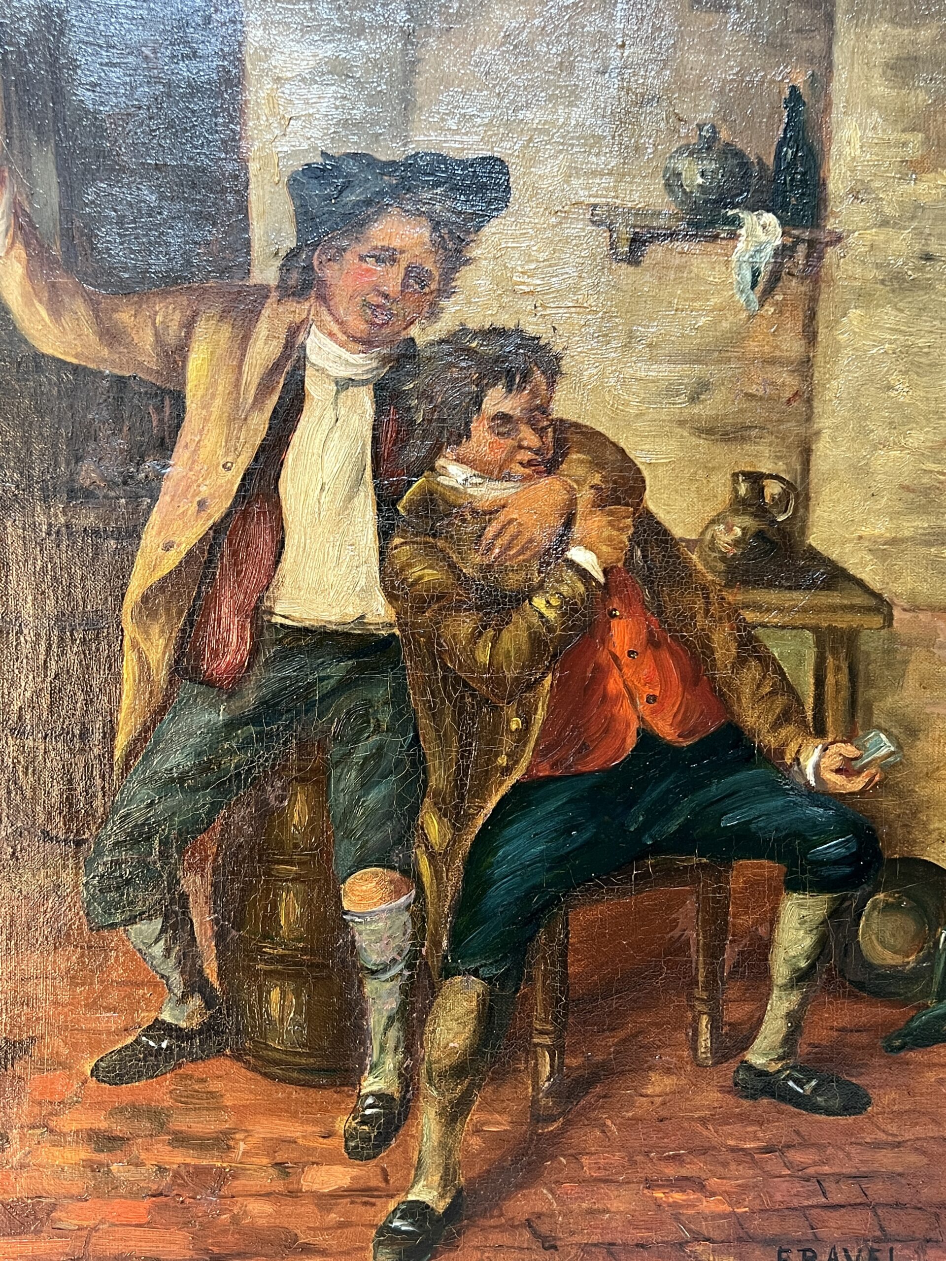 Edouard John E. RAVEL est un artiste né en Suisse en 1847 et mort en 1920, HST scène de taverne – Image 4