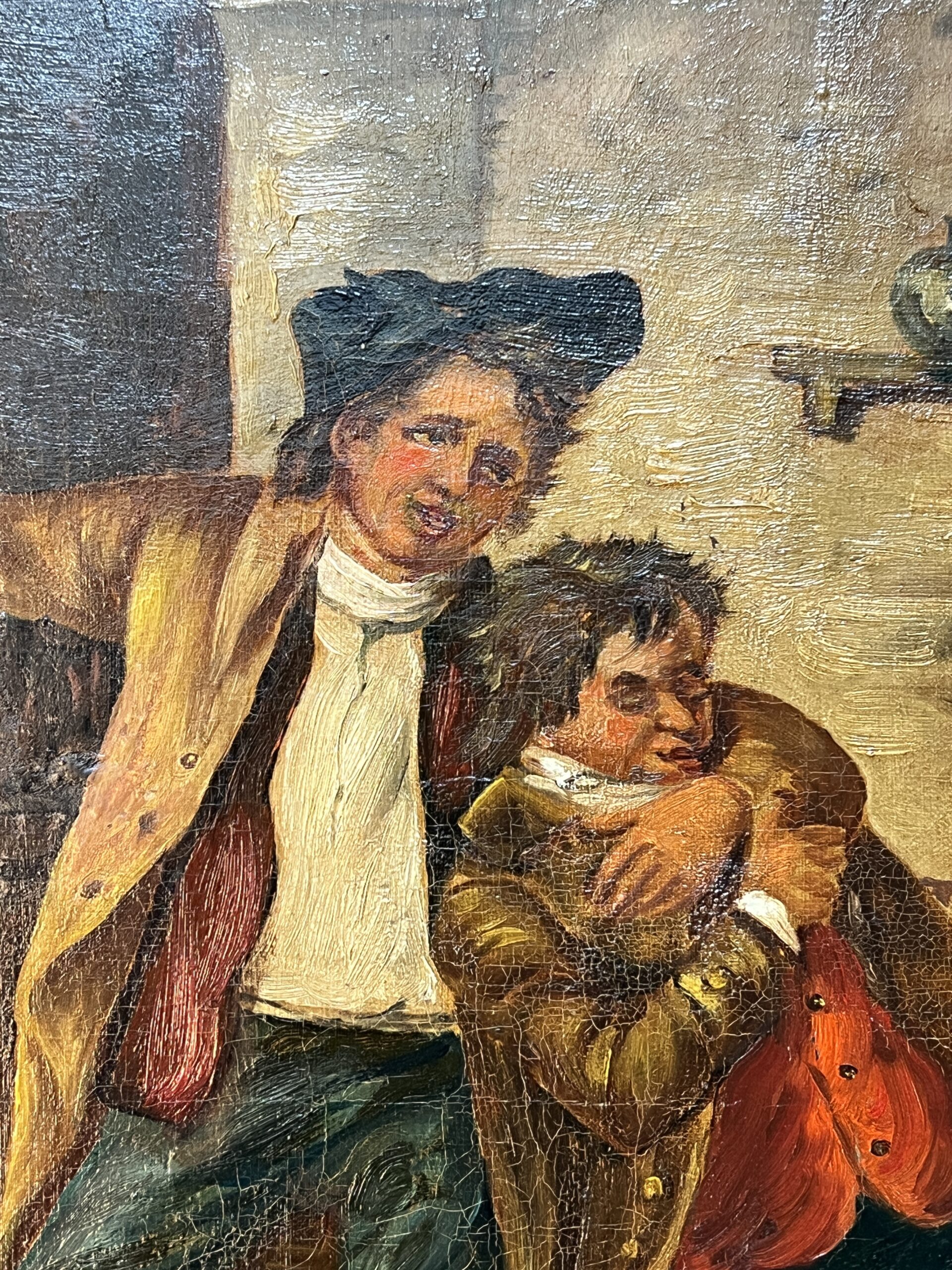 Edouard John E. RAVEL est un artiste né en Suisse en 1847 et mort en 1920, HST scène de taverne – Image 5