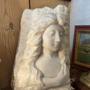 Sculpture en marbre de carrare art nouveau signé LEBRUN " le reve " portrait de femme