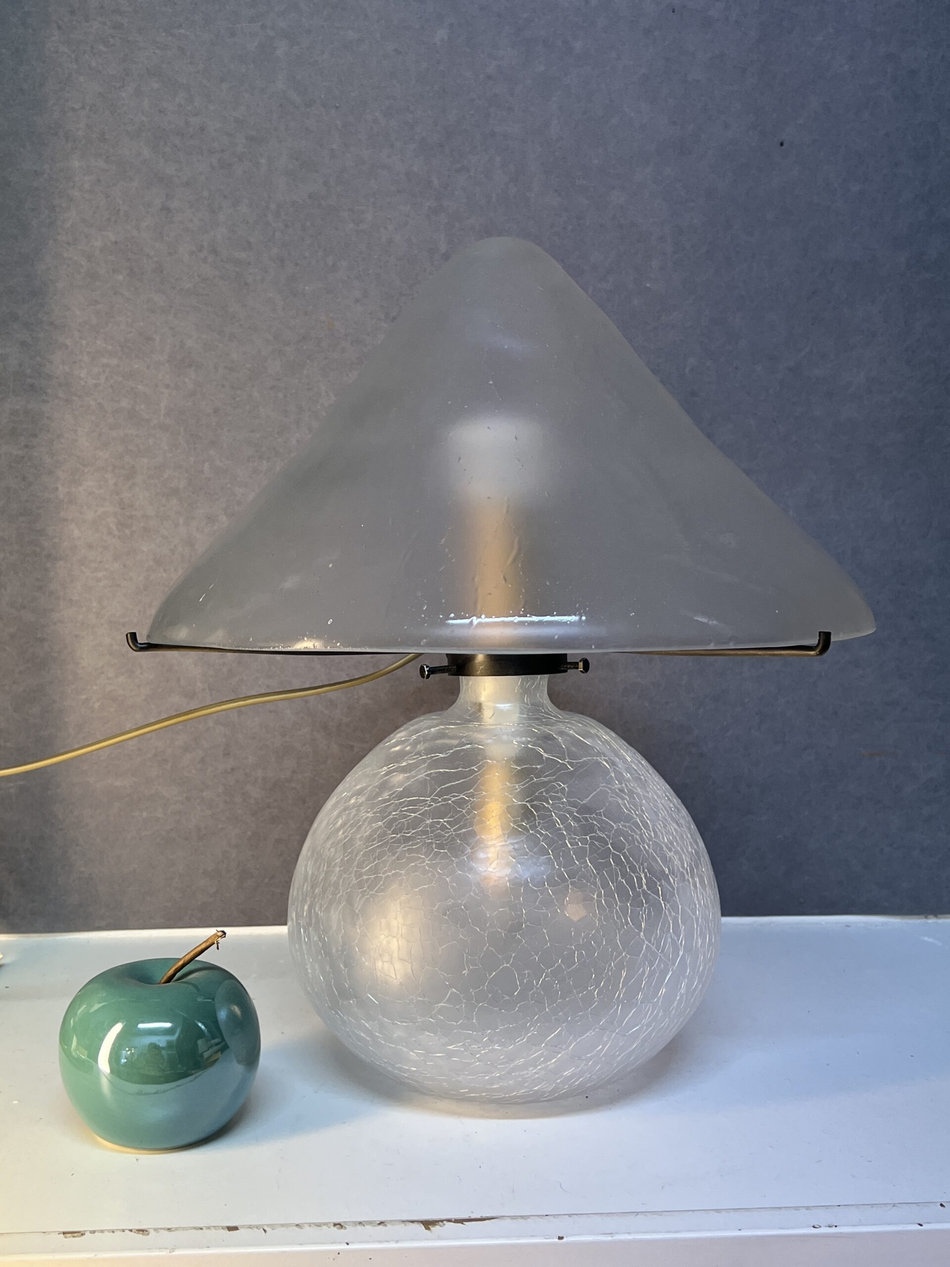 Lampe champignon contemporaine en verre transparent à décor craquelé – Image 3