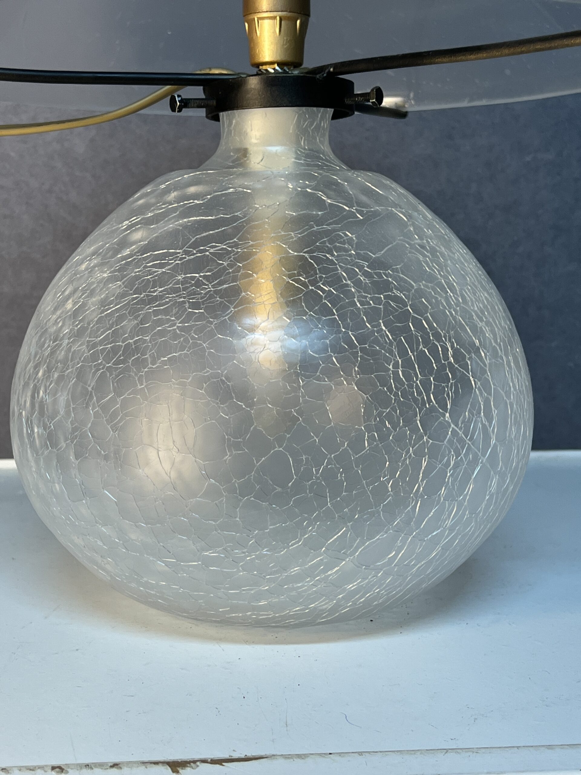 Lampe champignon contemporaine en verre transparent à décor craquelé – Image 4