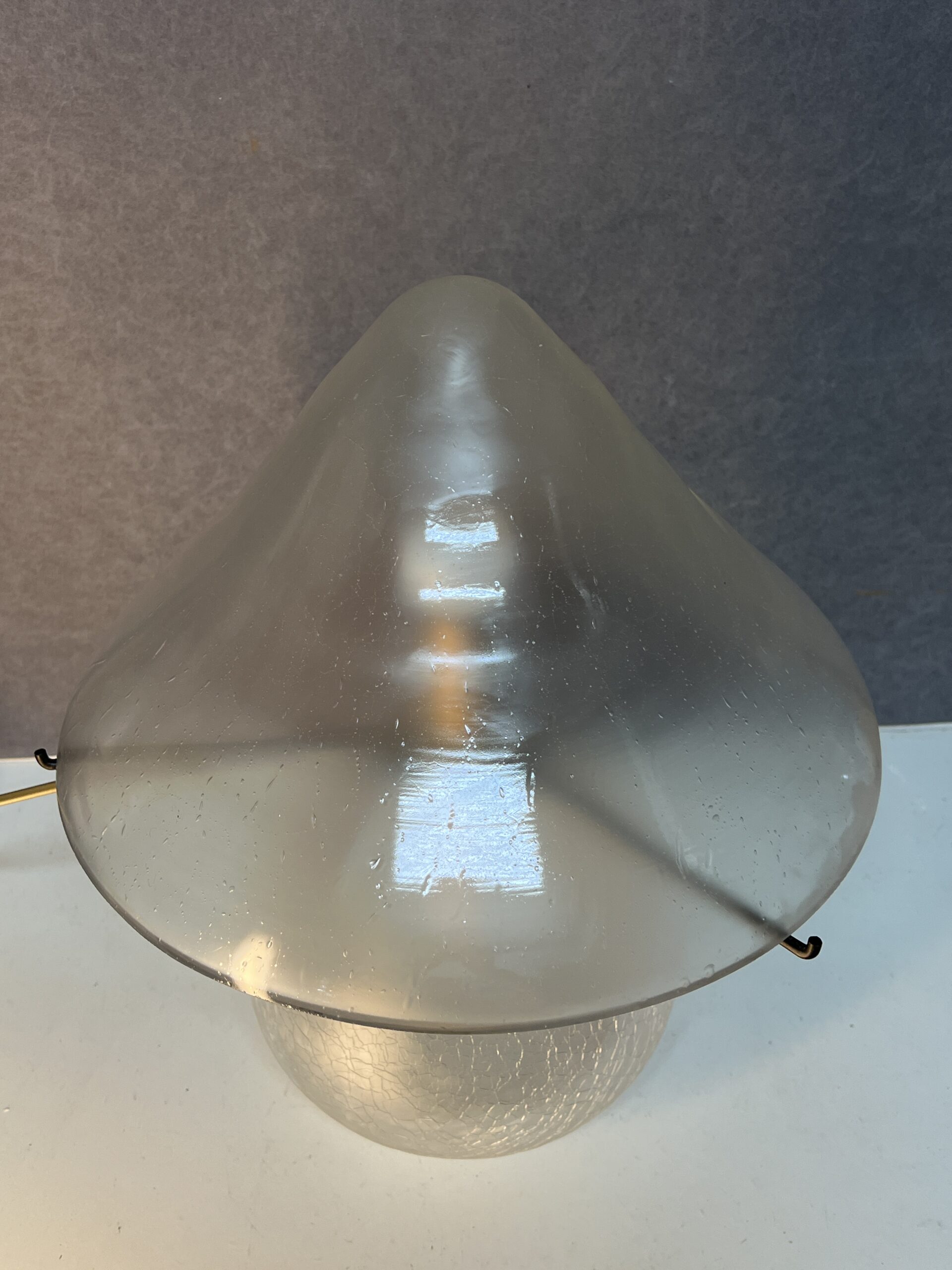 Lampe champignon contemporaine en verre transparent à décor craquelé – Image 6