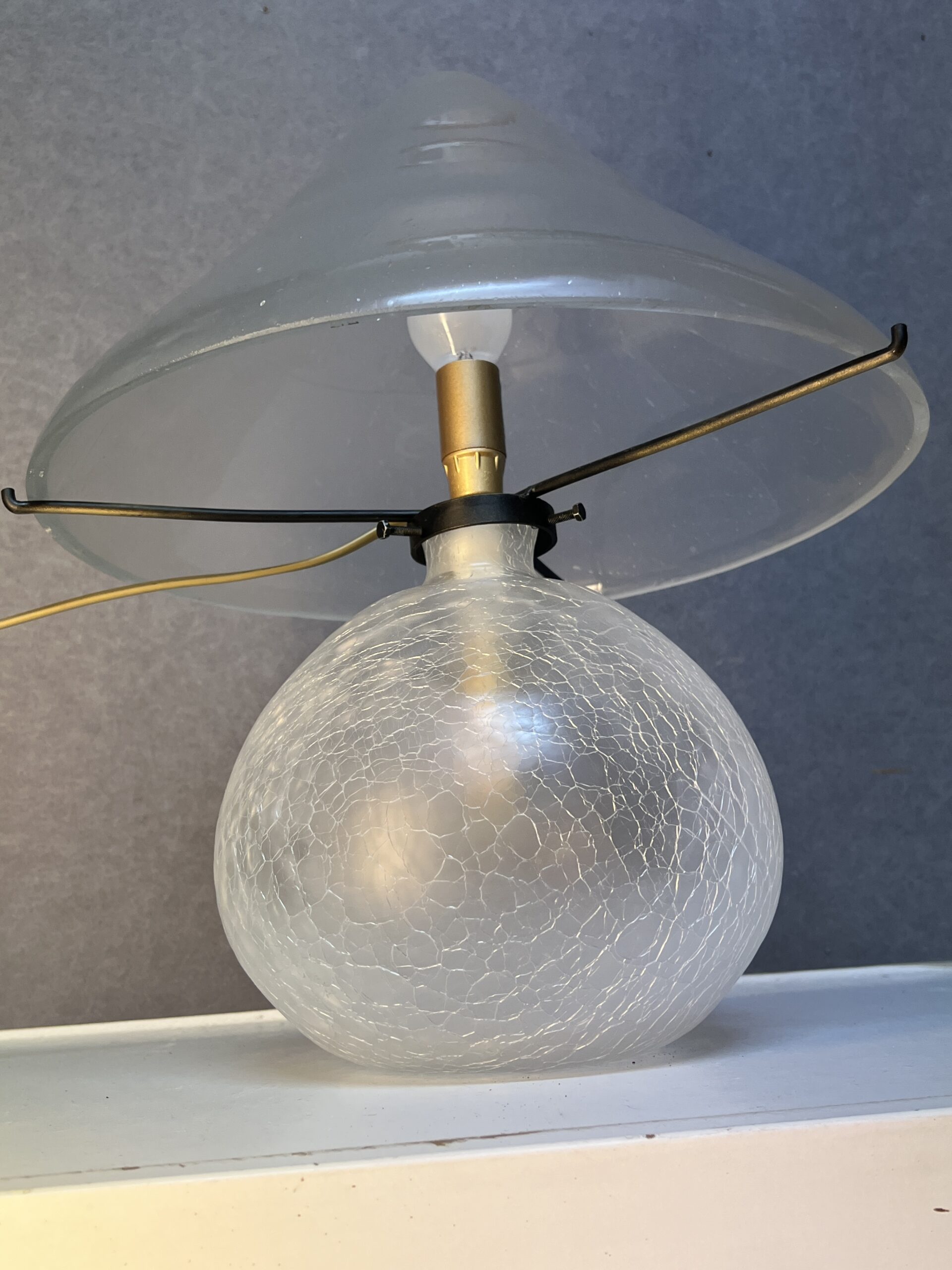 Lampe champignon contemporaine en verre transparent à décor craquelé – Image 10
