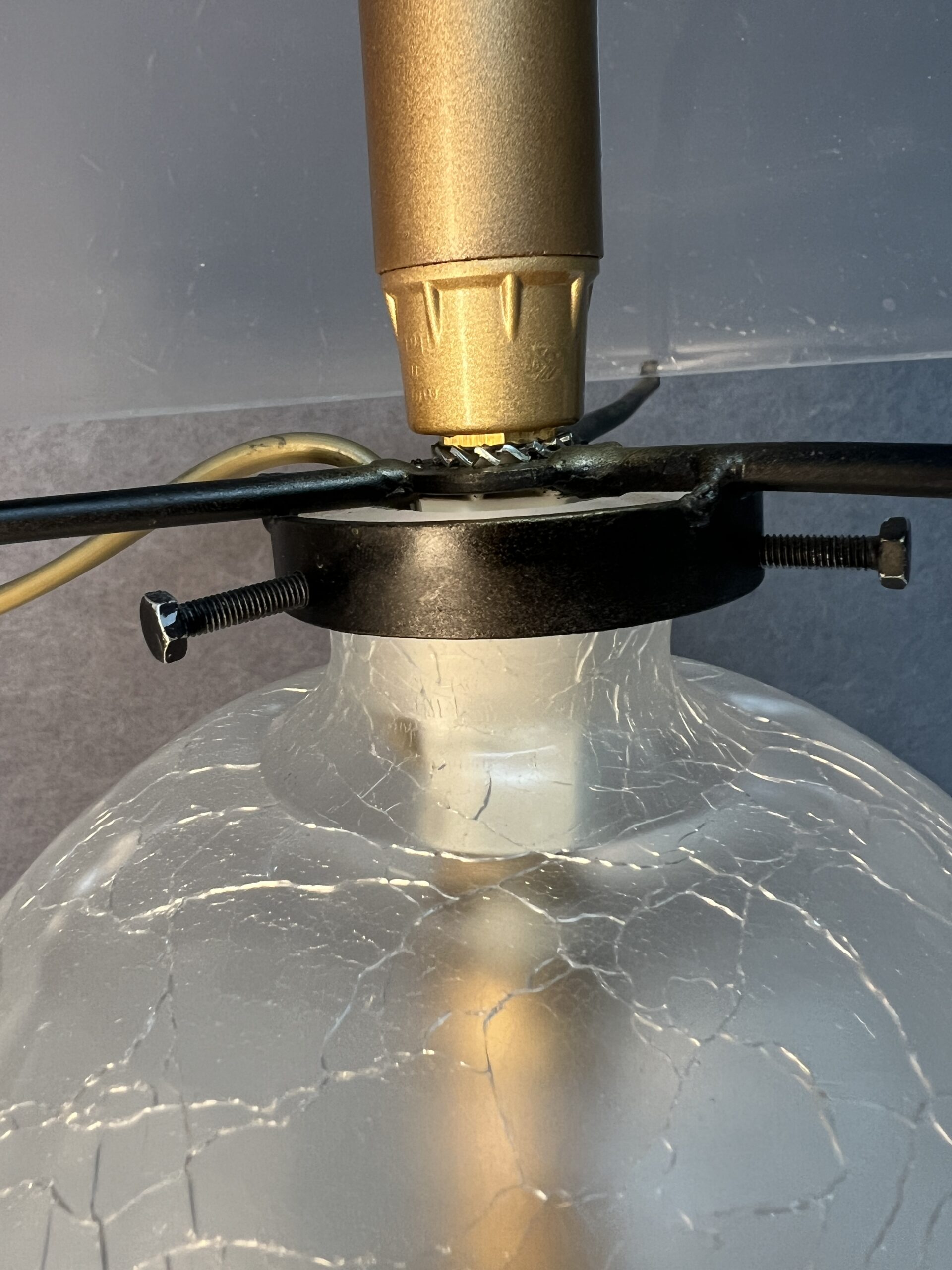 Lampe champignon contemporaine en verre transparent à décor craquelé – Image 11