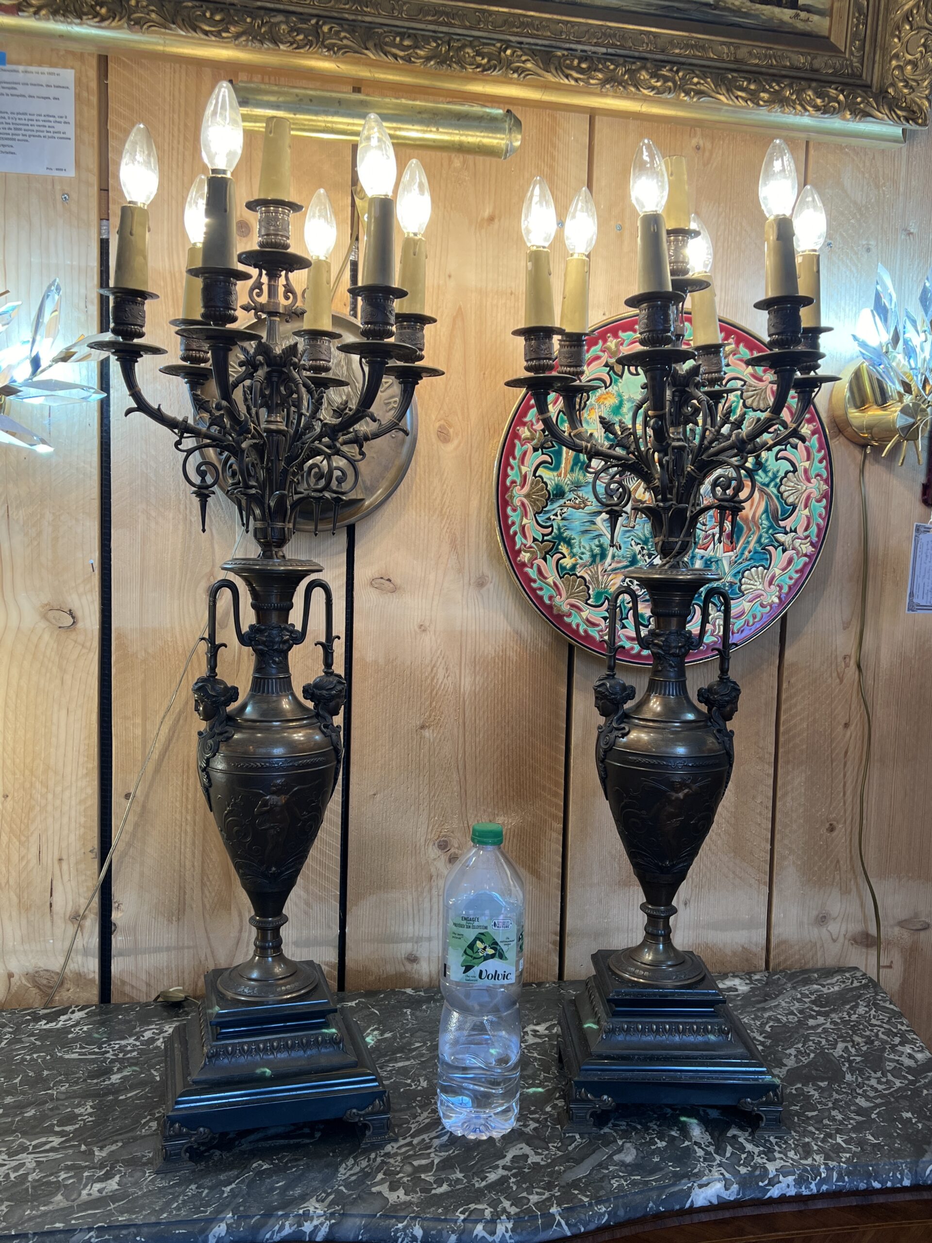 Imposante garniture de cheminée XIXe en bronze de Moreau – Image 12