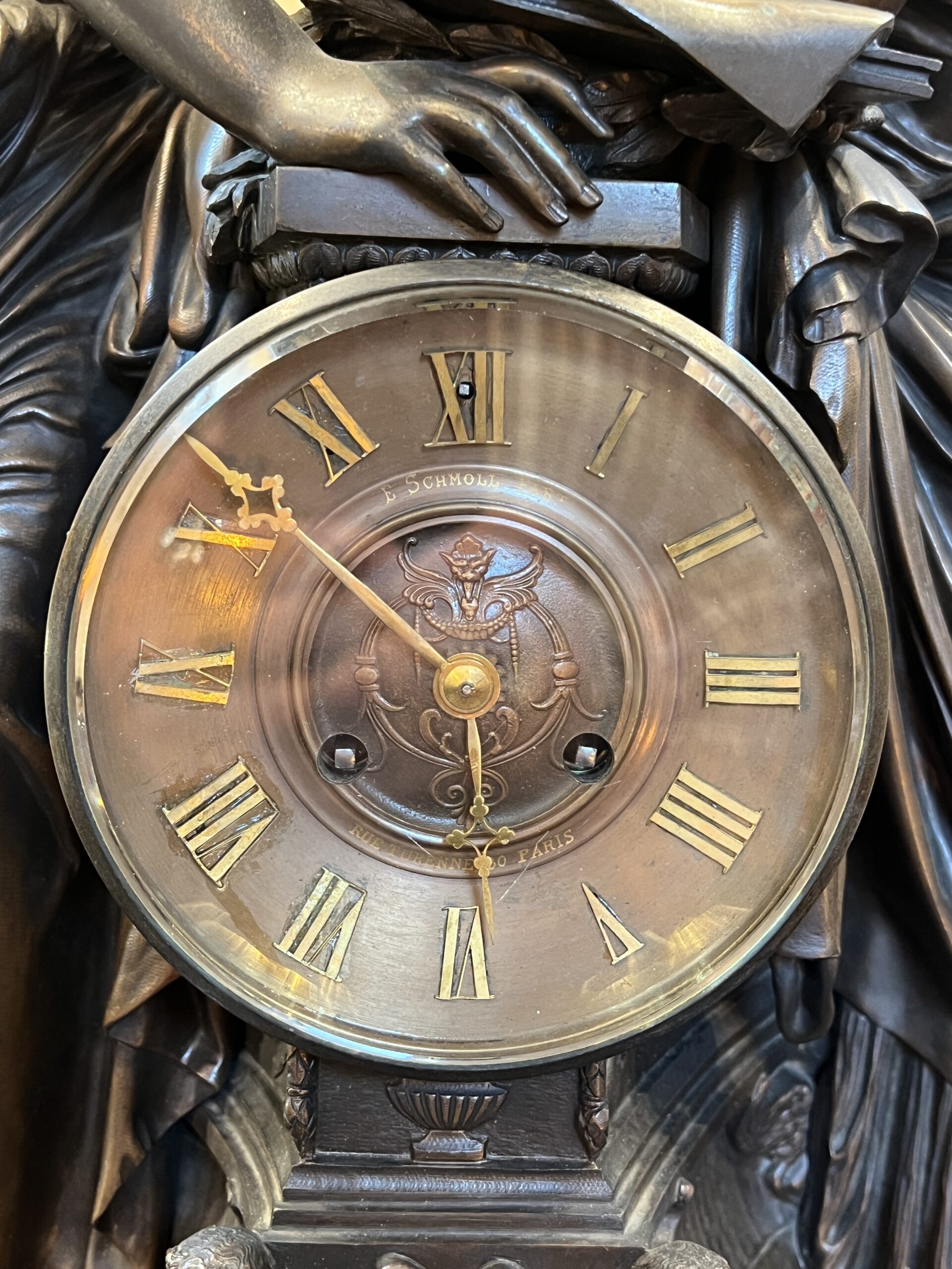 Imposante garniture de cheminée XIXe en bronze de Moreau – Image 6