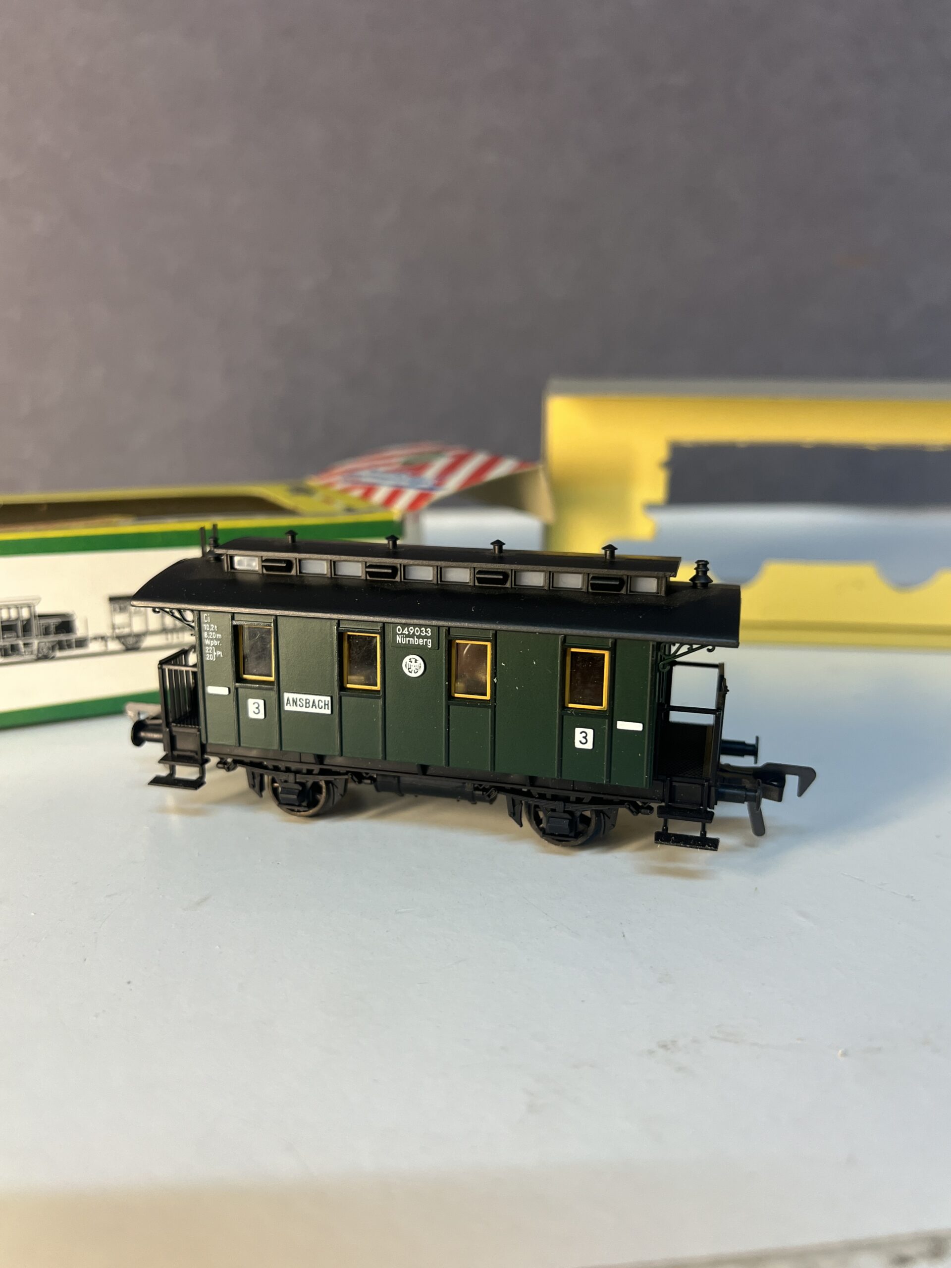 voiture ancienne fleischmann réf. 1400 – type ci 3 kl. kpev, 2 essieux