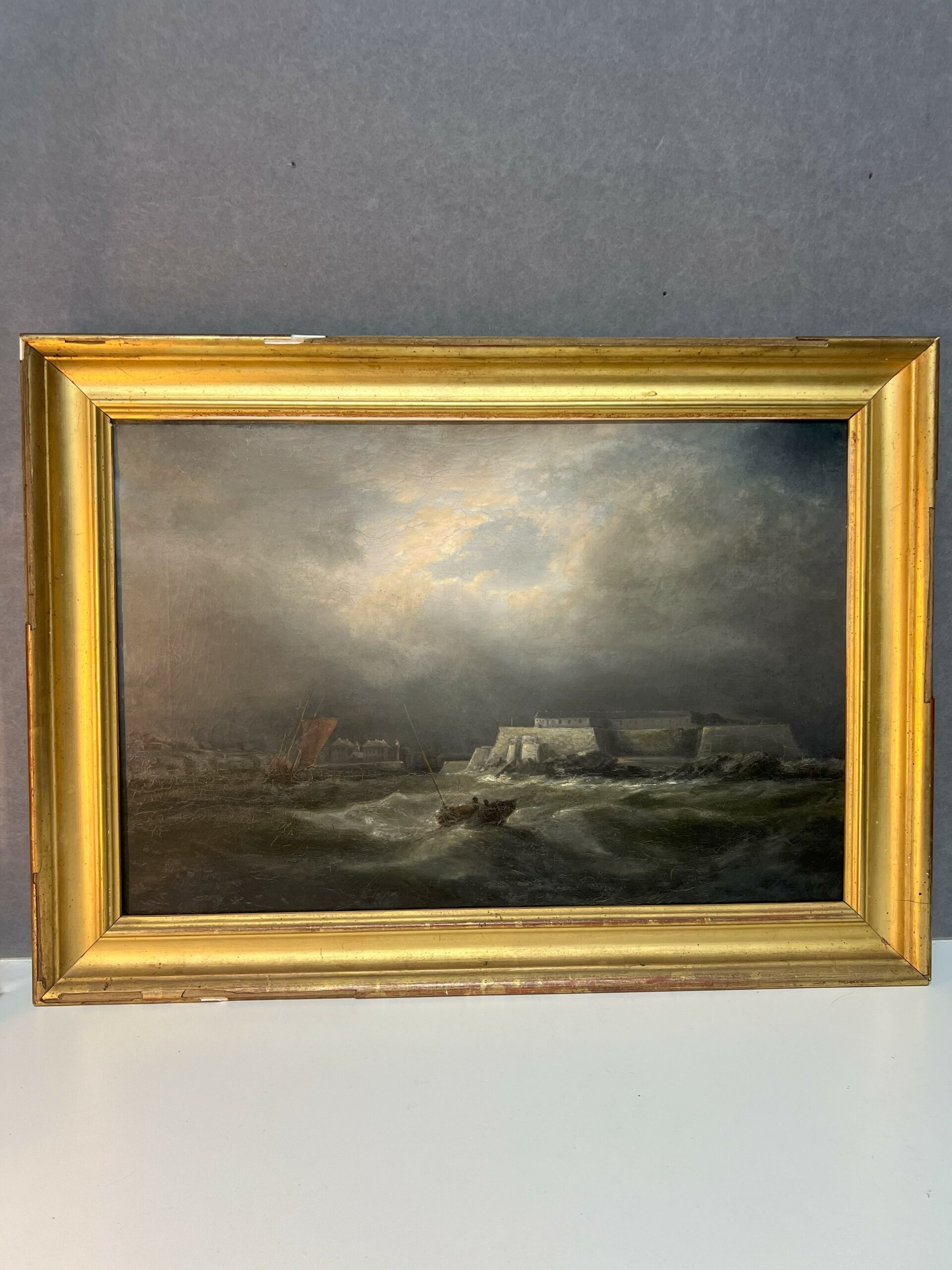 Peinture du XIXe siècle, Fort ou Baie de Saint-Malo par temps d'orage – Image 2