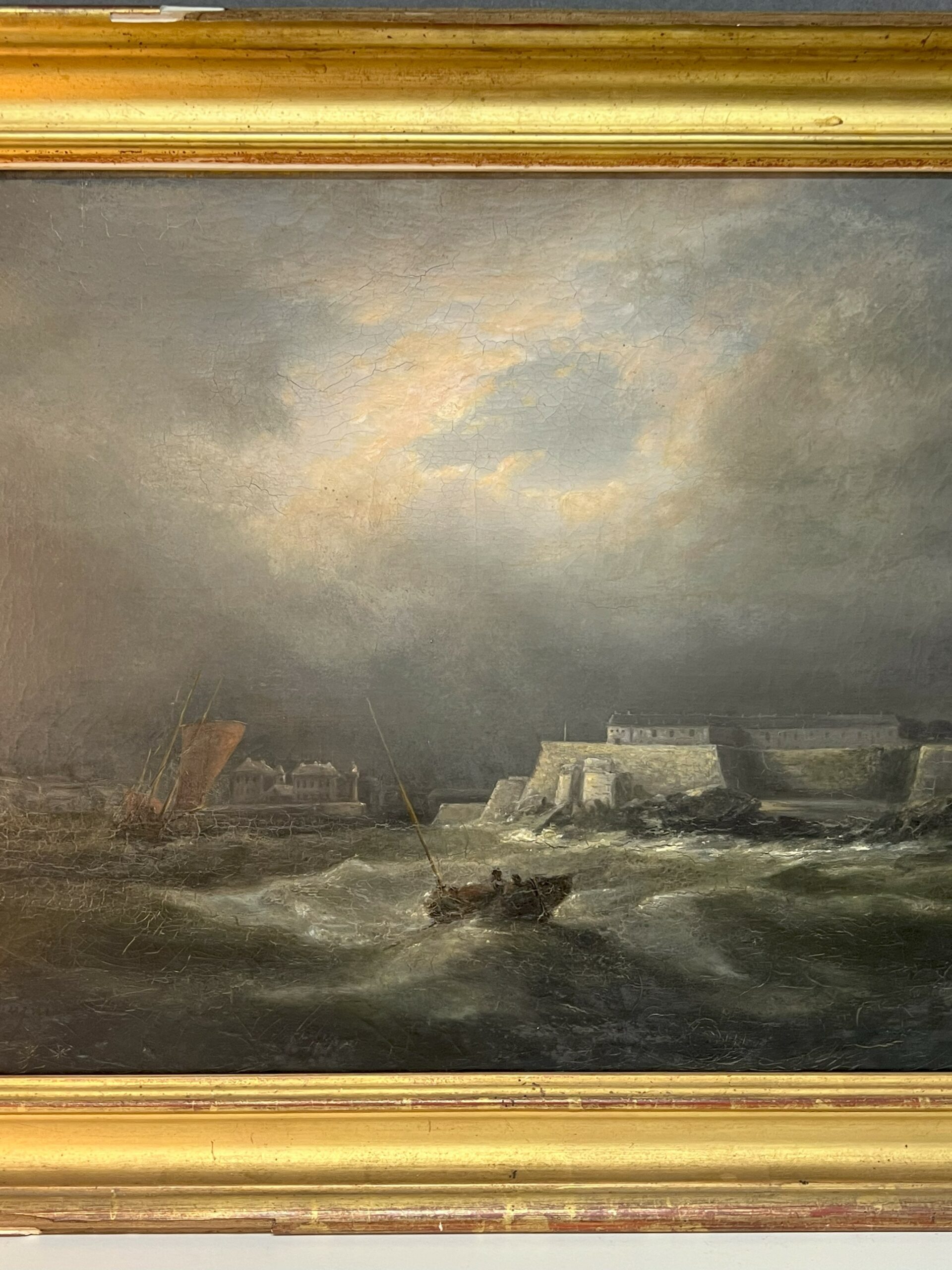 Peinture du XIXe siècle, Fort ou Baie de Saint-Malo par temps d'orage – Image 3