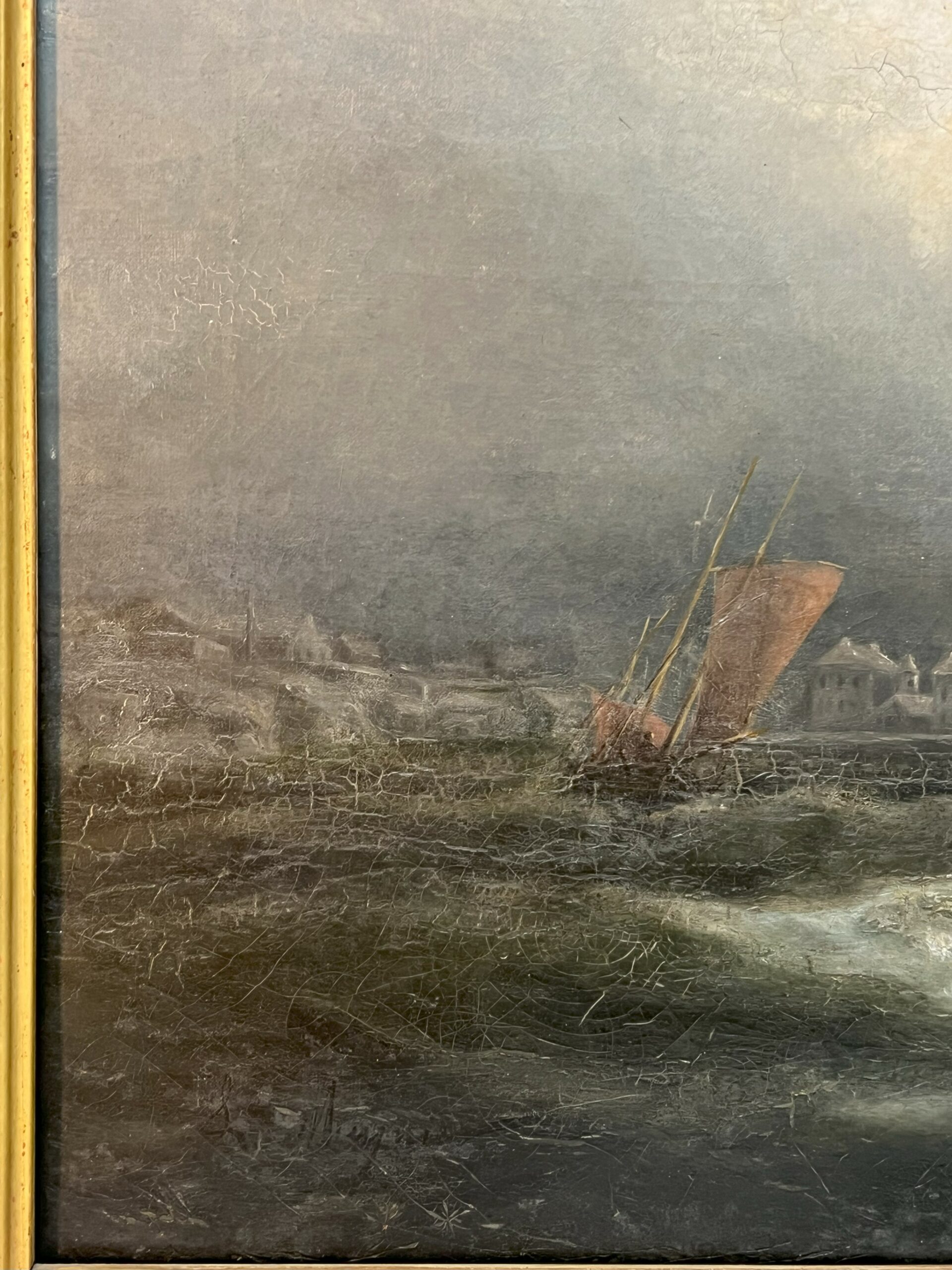 Peinture du XIXe siècle, Fort ou Baie de Saint-Malo par temps d'orage – Image 4
