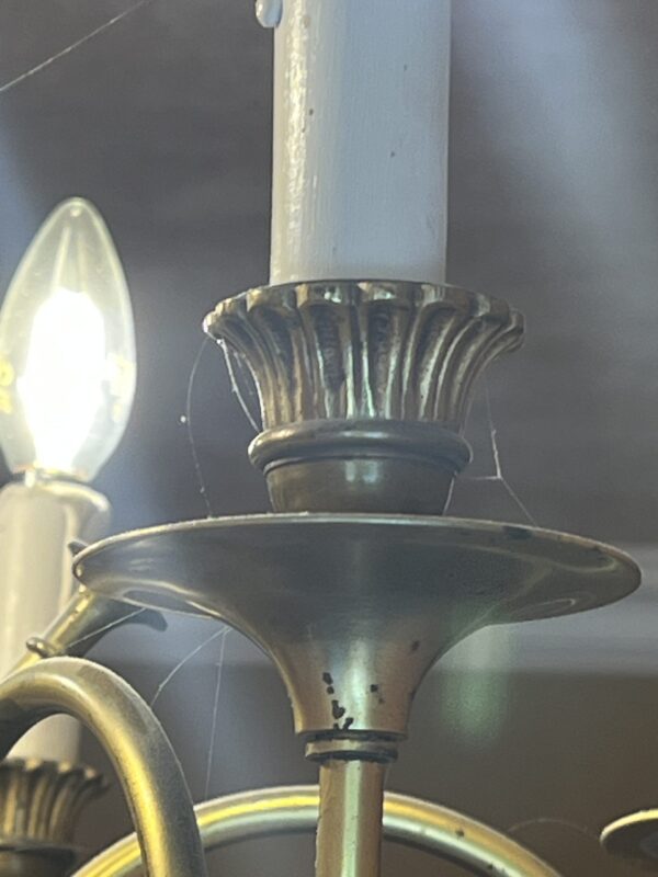 maison jansen, (dlg) joli lustre ancien en bronze et laiton doré, corps de chasse