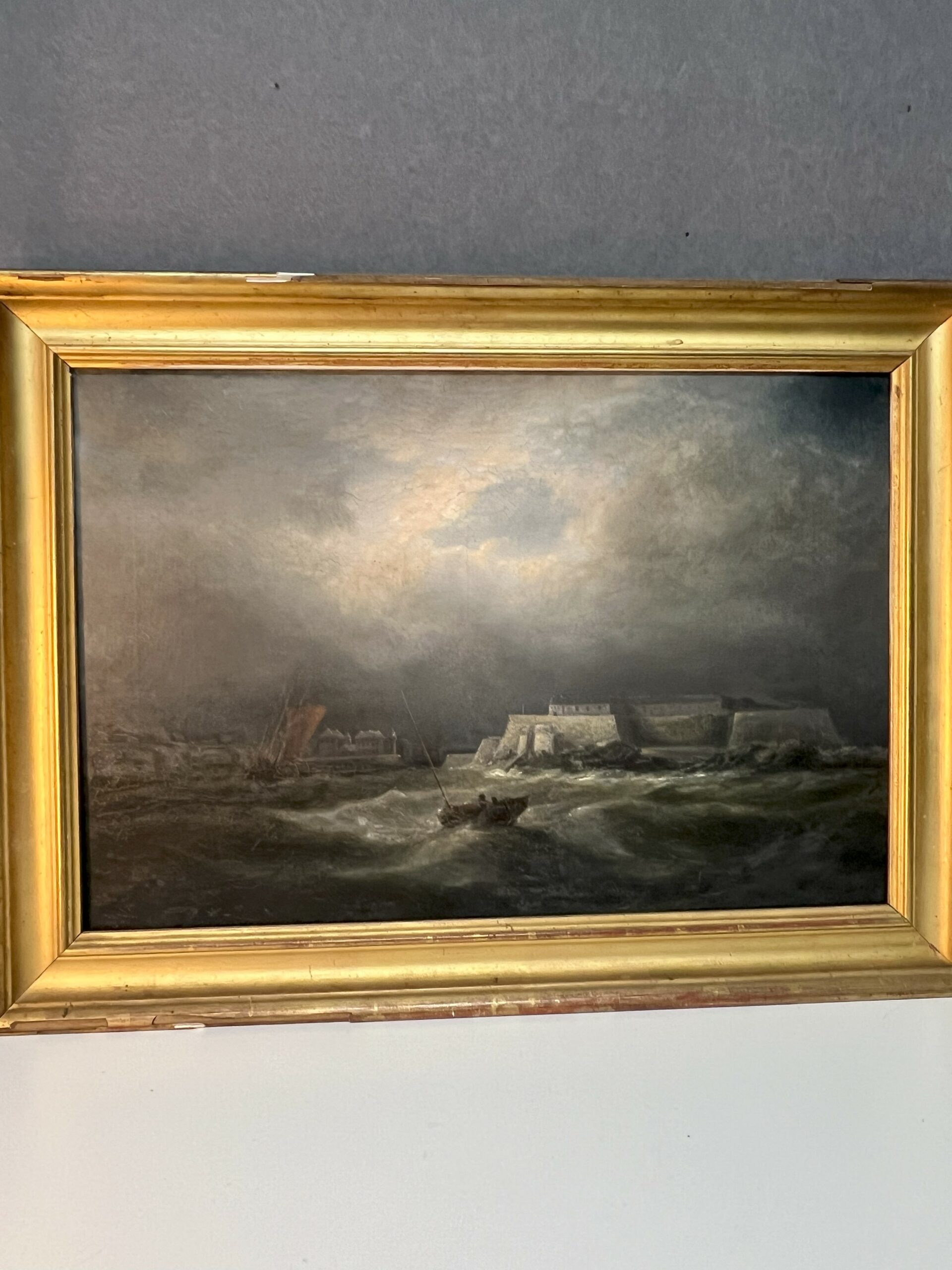 Peinture du XIXe siècle, Fort ou Baie de Saint-Malo par temps d'orage – Image 11