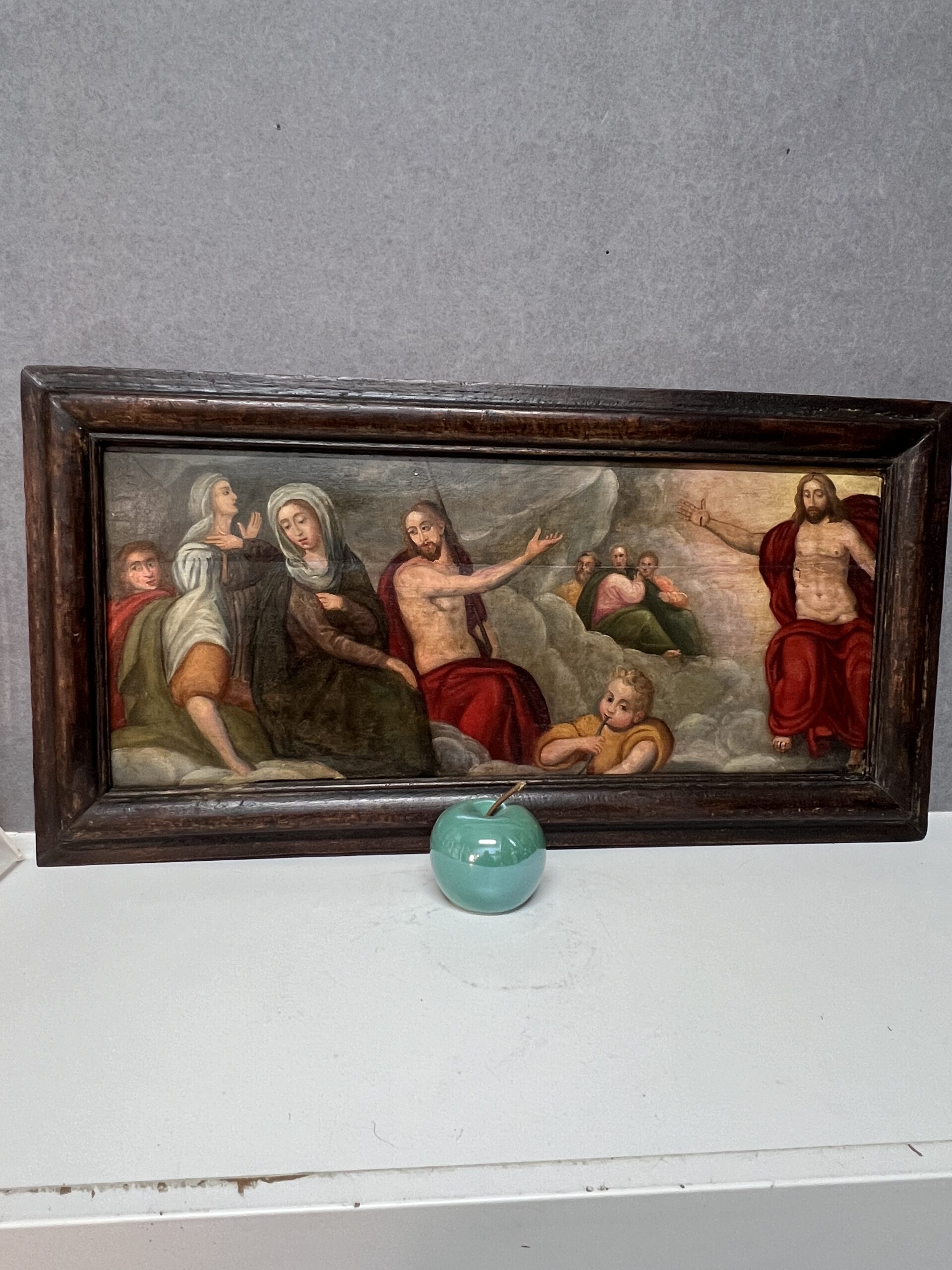Très beau tableau religieux peint, huile sur panneau de bois, époque XVIIe siècle – Image 2