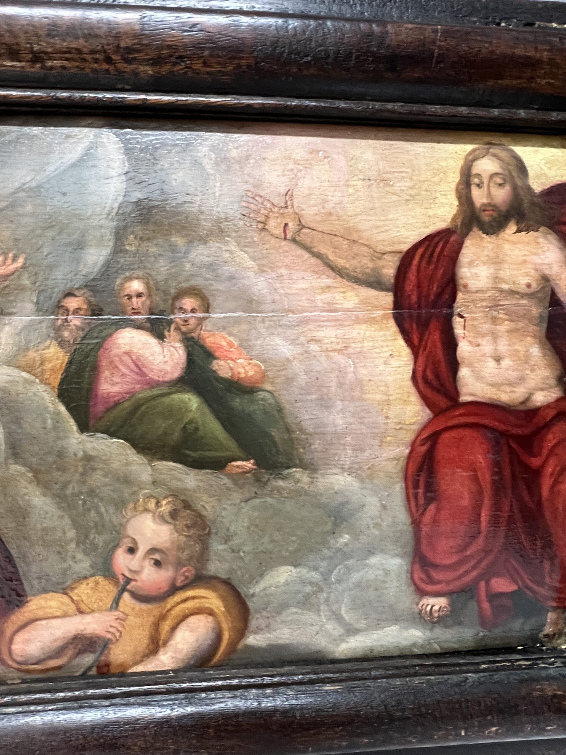 Très beau tableau religieux peint, huile sur panneau de bois, époque XVIIe siècle – Image 7