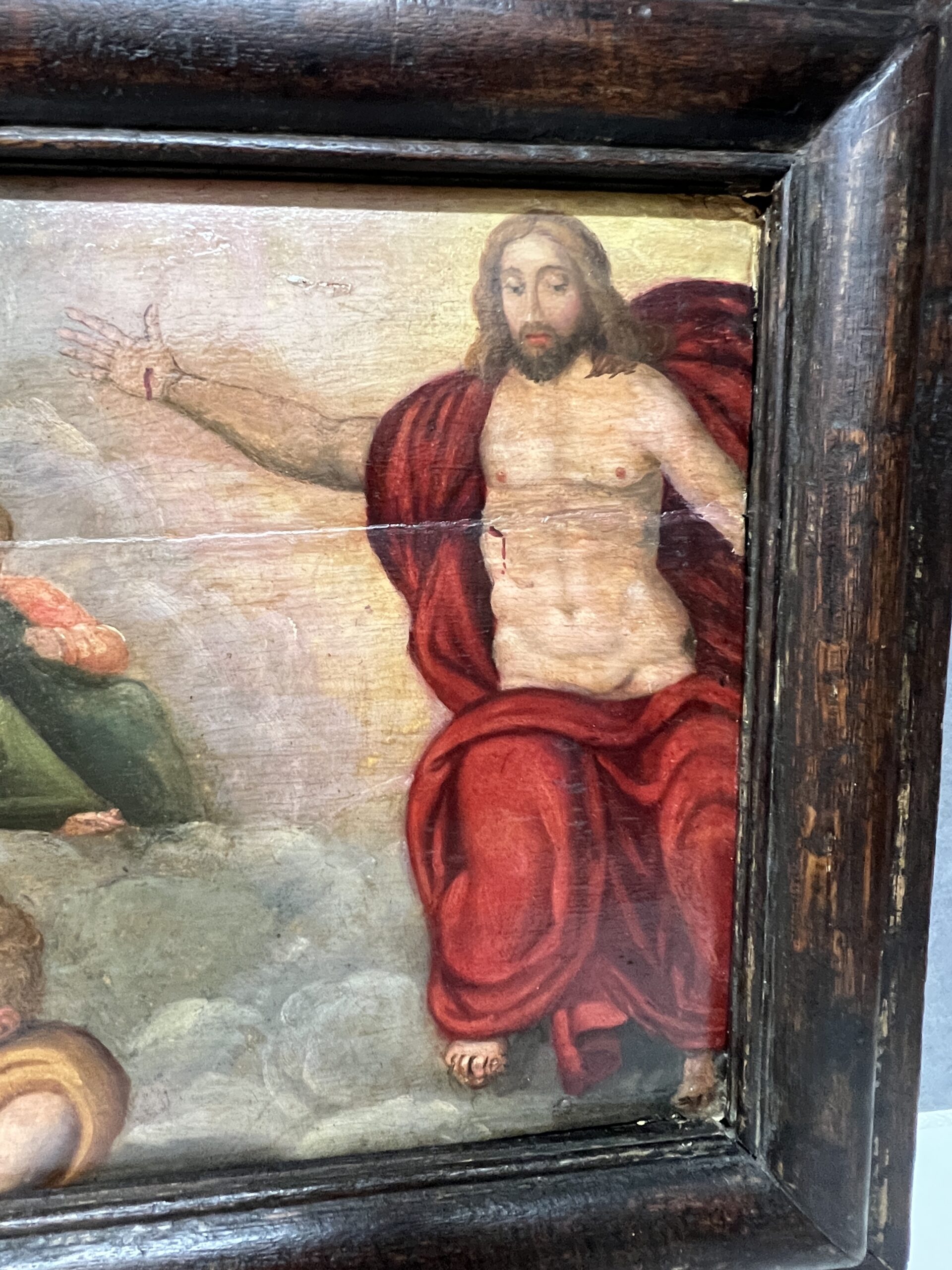 Très beau tableau religieux peint, huile sur panneau de bois, époque XVIIe siècle – Image 8