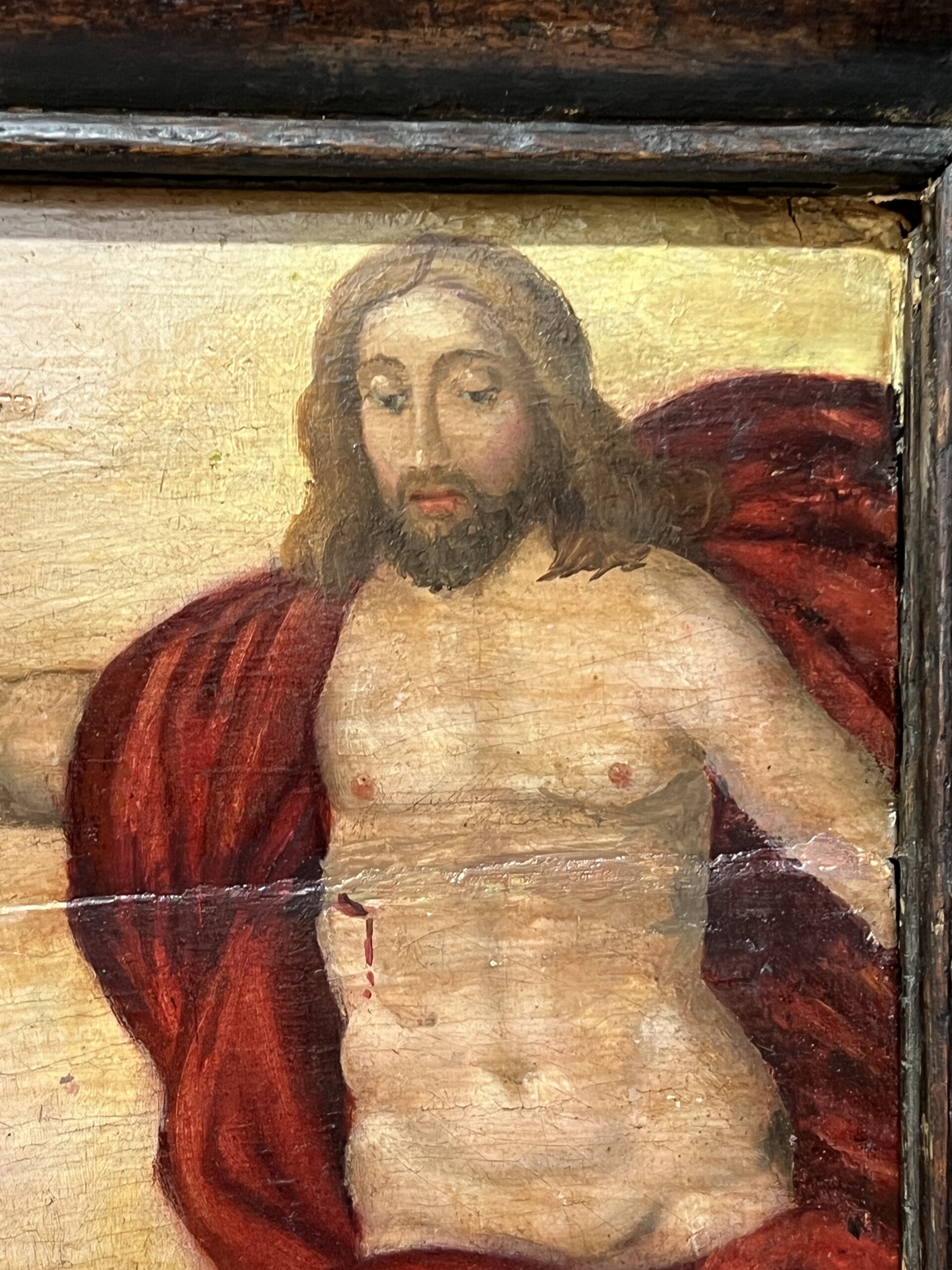 Très beau tableau religieux peint, huile sur panneau de bois, époque XVIIe siècle – Image 9