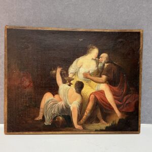 Peinture ancienne, époque fin XIXe, scène érotique
