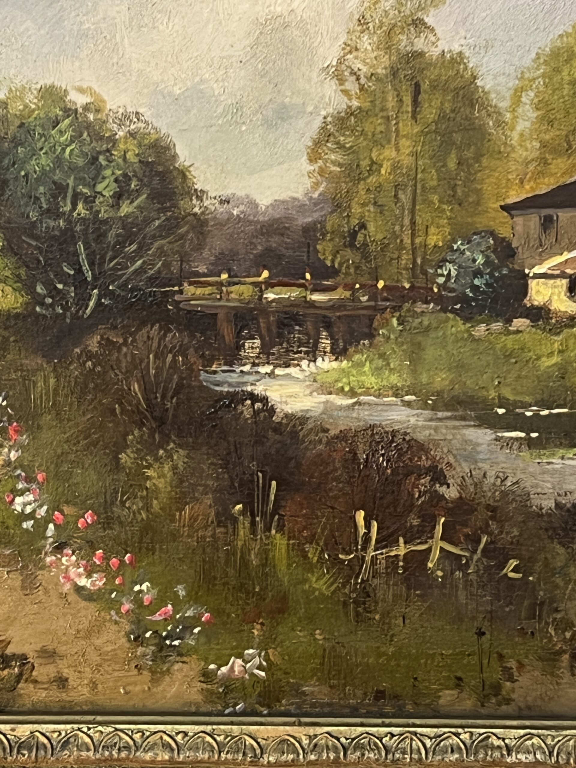 Eugène Galien-Laloue, signé sous le pseudo A. Languinais, huile sur panneau décor champêtre