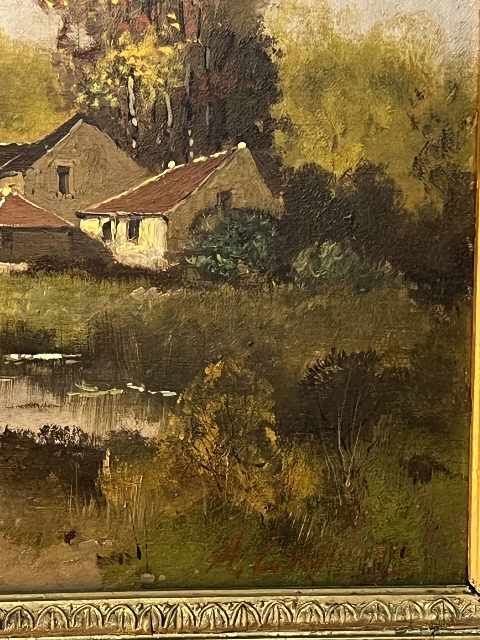 Eugène Galien-Laloue, signé sous le pseudo A. Languinais, huile sur panneau décor champêtre – Image 8