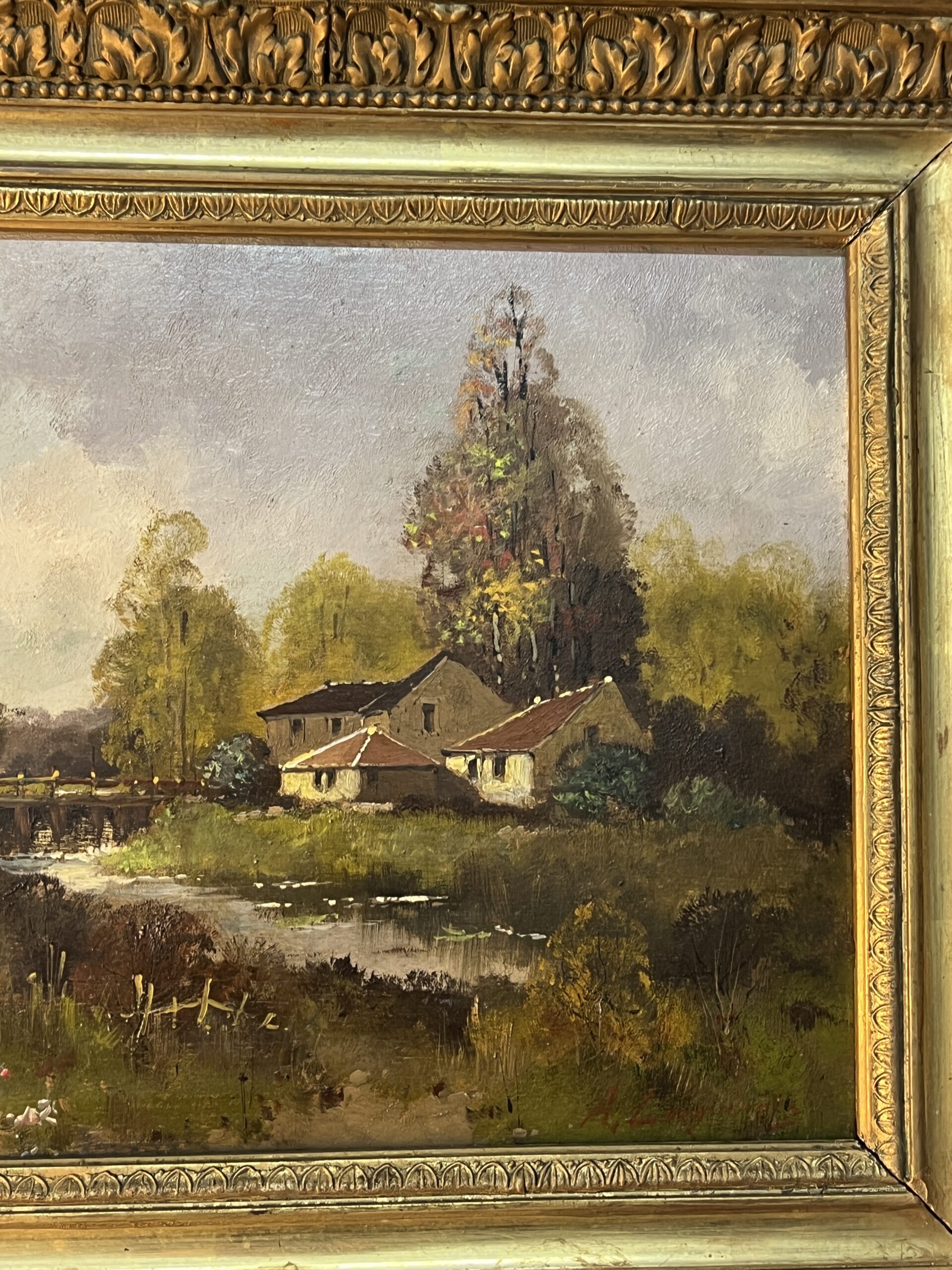 Eugène Galien-Laloue, signé sous le pseudo A. Languinais, huile sur panneau décor champêtre – Image 10