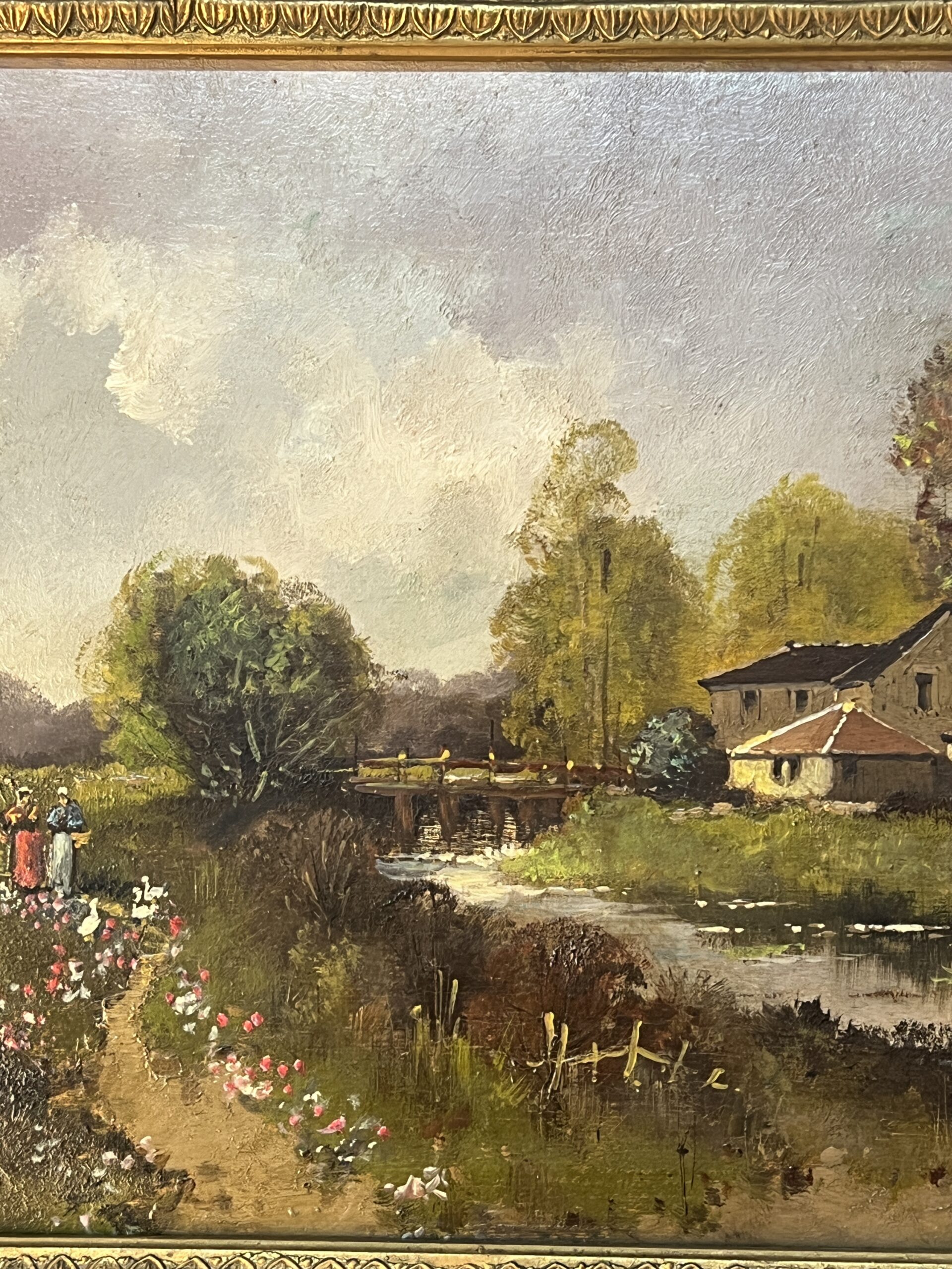 Eugène Galien-Laloue, signé sous le pseudo A. Languinais, huile sur panneau décor champêtre – Image 11