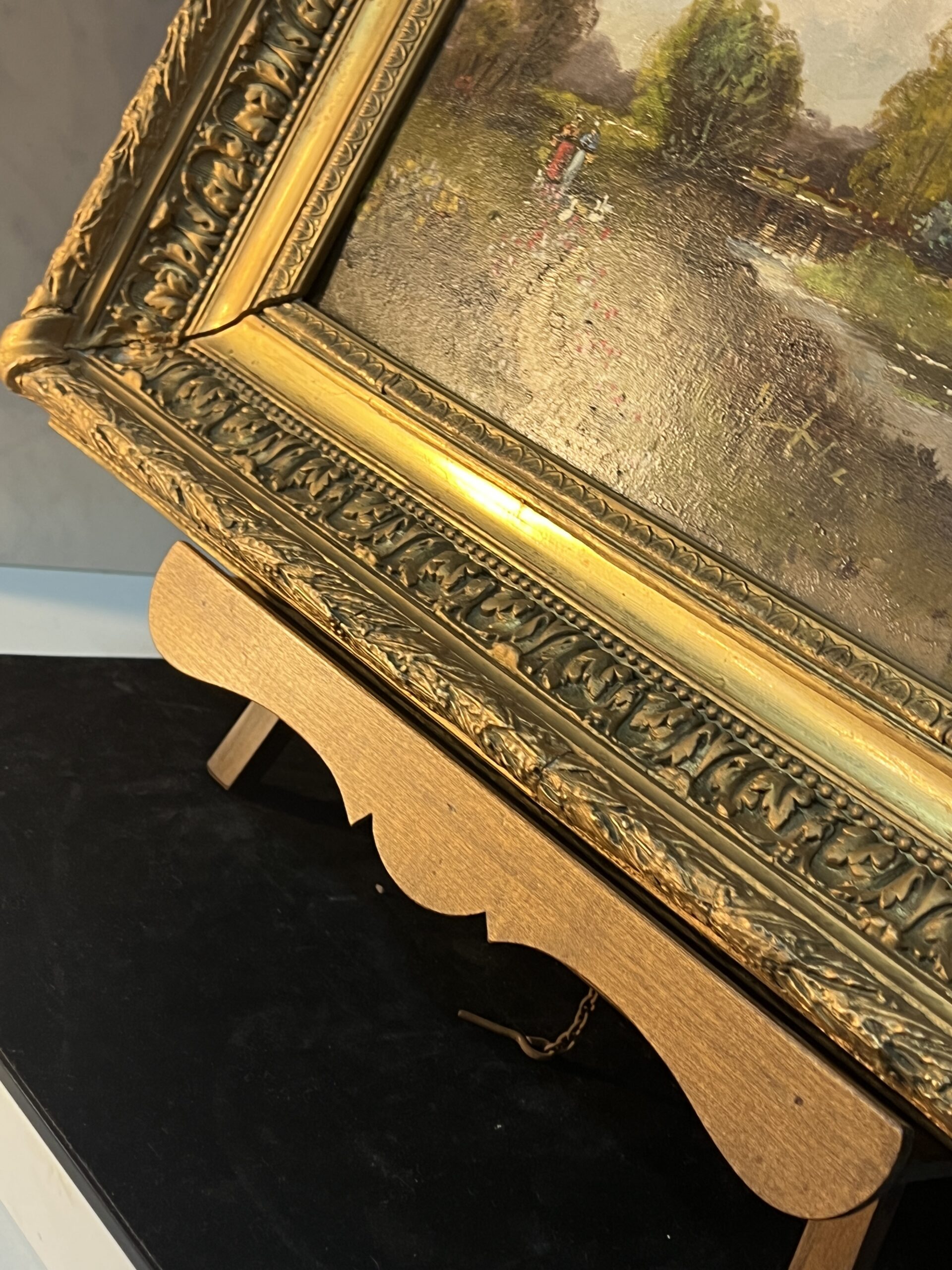 Eugène Galien-Laloue, signé sous le pseudo A. Languinais, huile sur panneau décor champêtre – Image 15