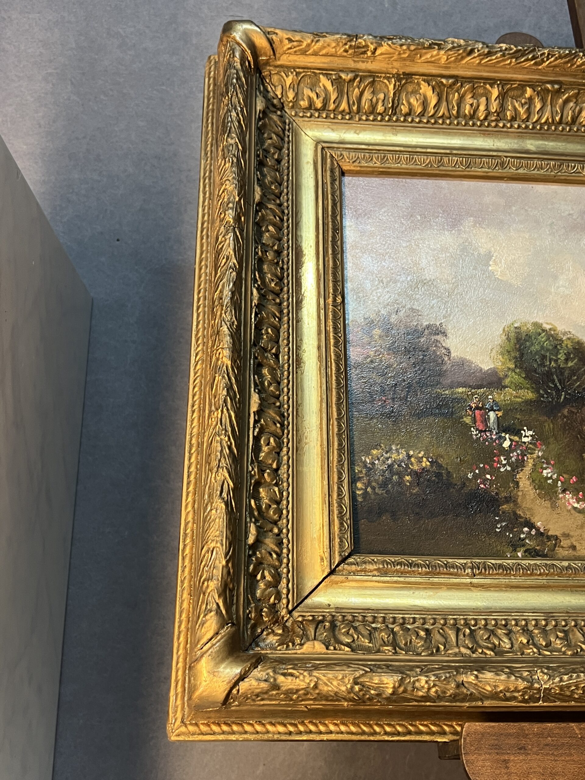 Eugène Galien-Laloue, signé sous le pseudo A. Languinais, huile sur panneau décor champêtre – Image 16