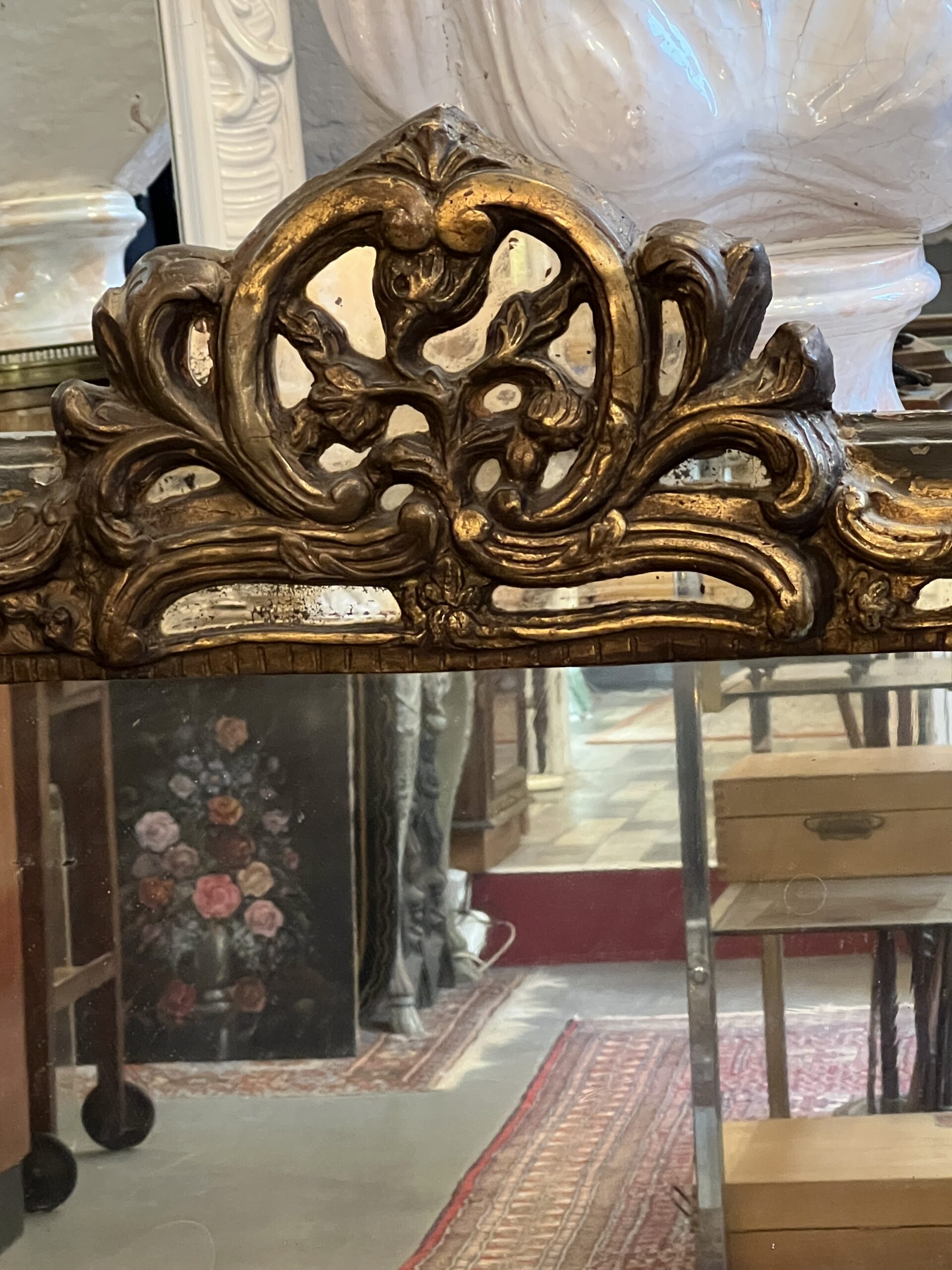 Très beau miroir à pareclose en bois sculpté époque 17e siècle, 103 x 70 cm – Image 2