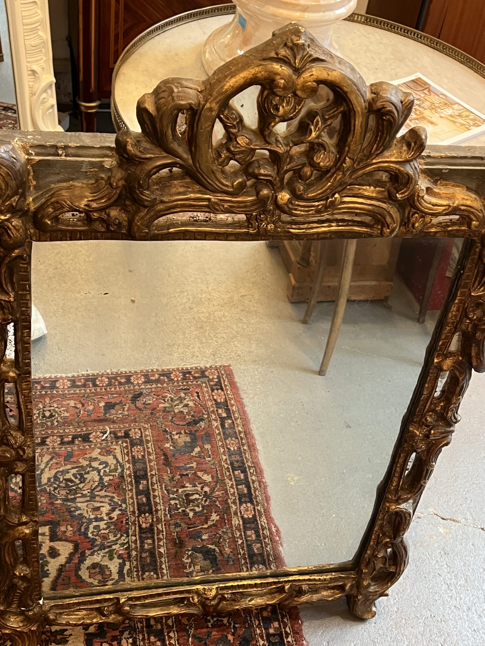 Très beau miroir à pareclose en bois sculpté époque 17e siècle, 103 x 70 cm – Image 12