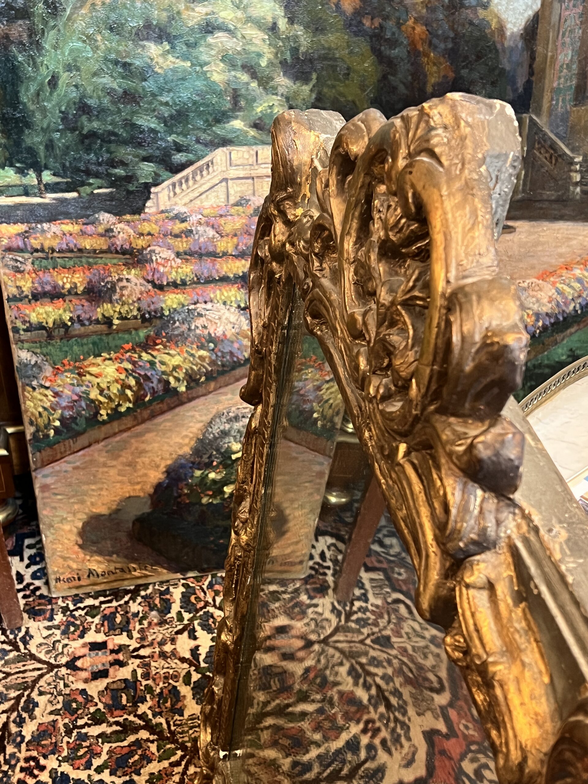 Très beau miroir à pareclose en bois sculpté époque 17e siècle, 103 x 70 cm