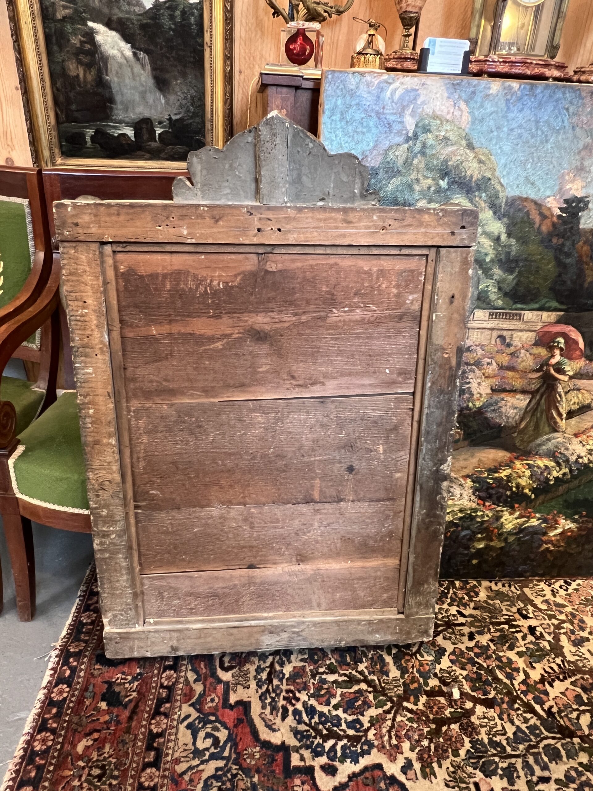 Très beau miroir à pareclose en bois sculpté époque 17e siècle, 103 x 70 cm