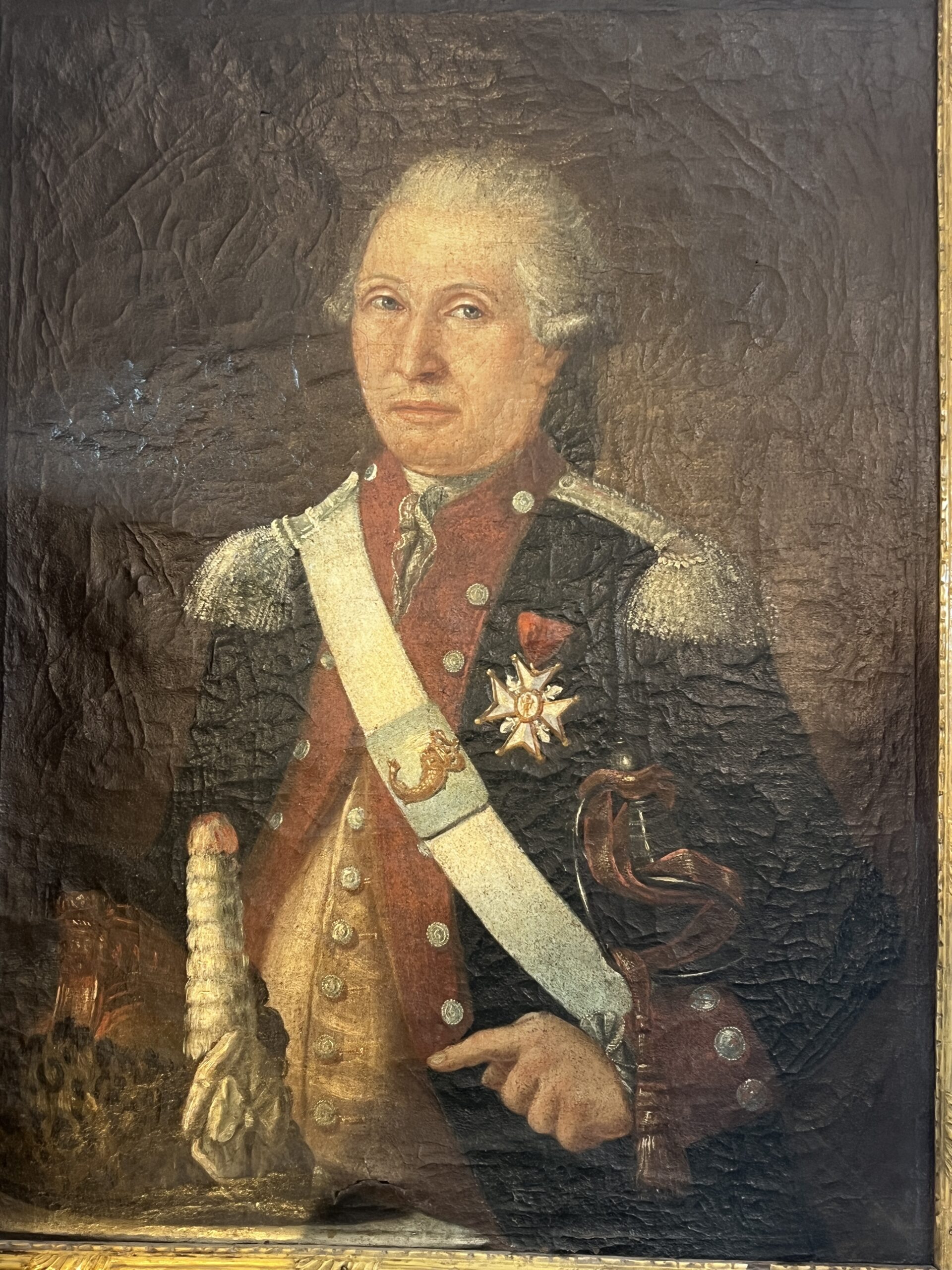 Grande huile sur toile, tableau huile sur toile d'un officier de Dauphin, époque 18e siècle – Image 2