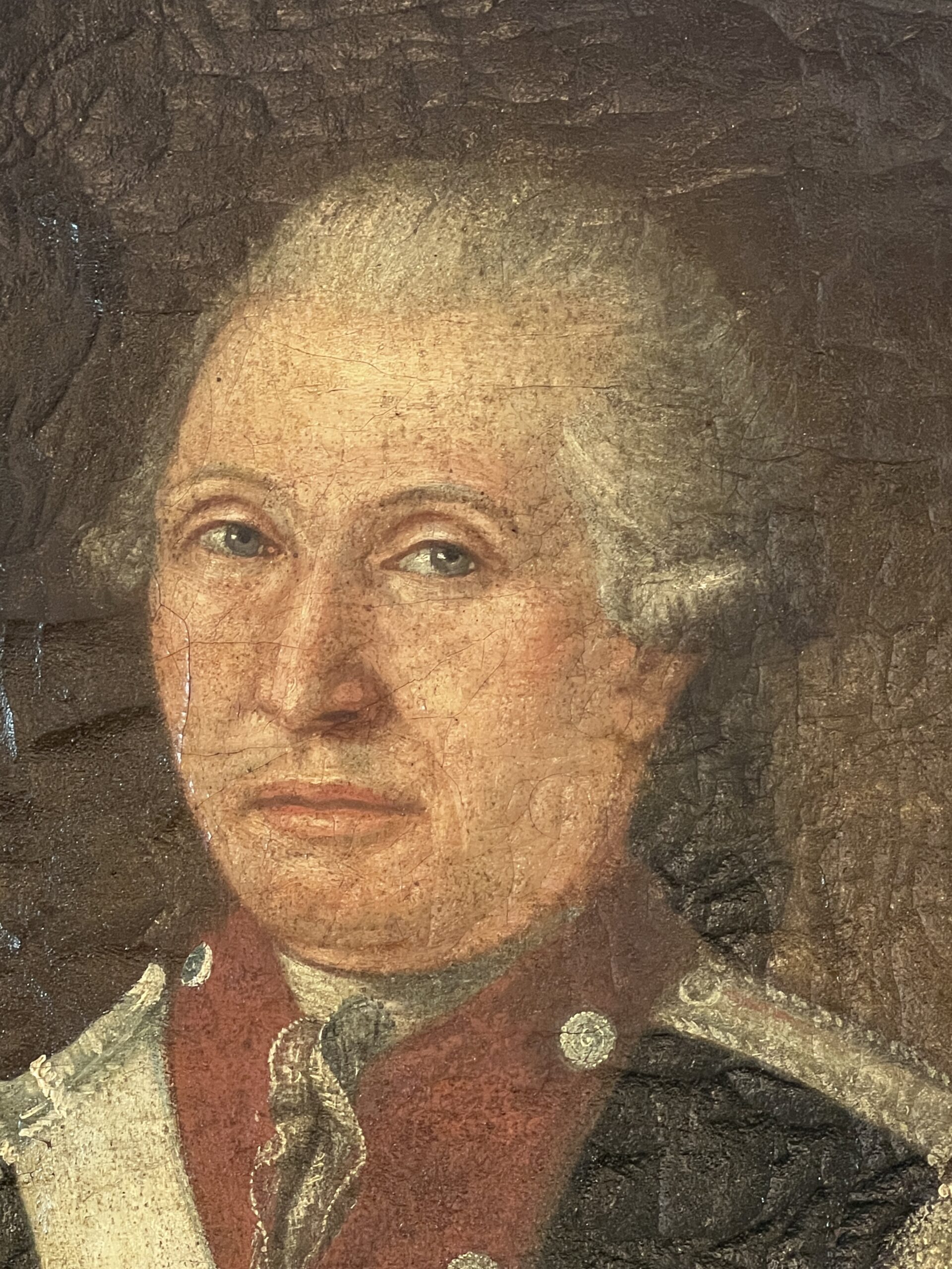 Grande huile sur toile, tableau huile sur toile d'un officier de Dauphin, époque 18e siècle – Image 3