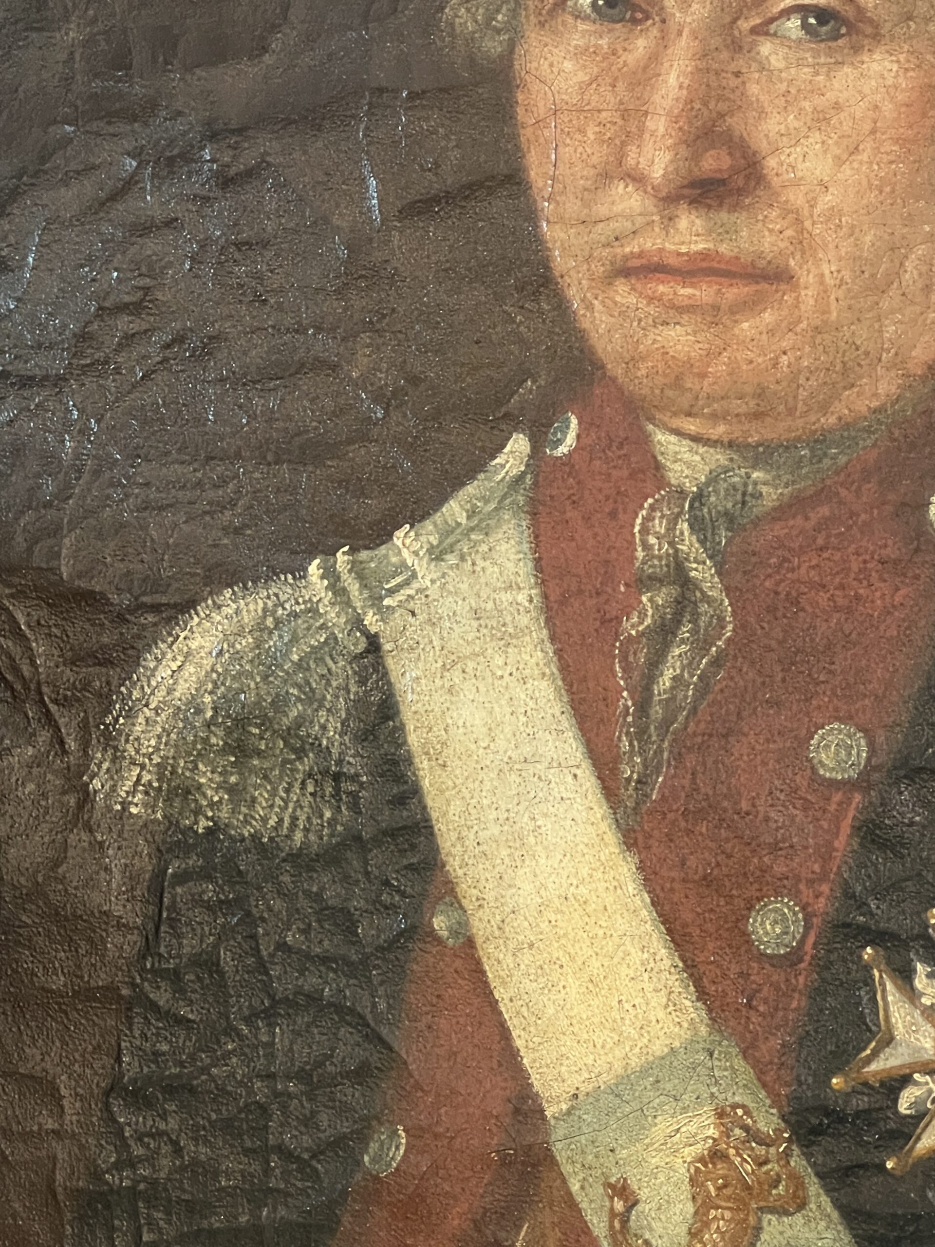 Grande huile sur toile, tableau huile sur toile représentant d'un officier, époque 17e siècle