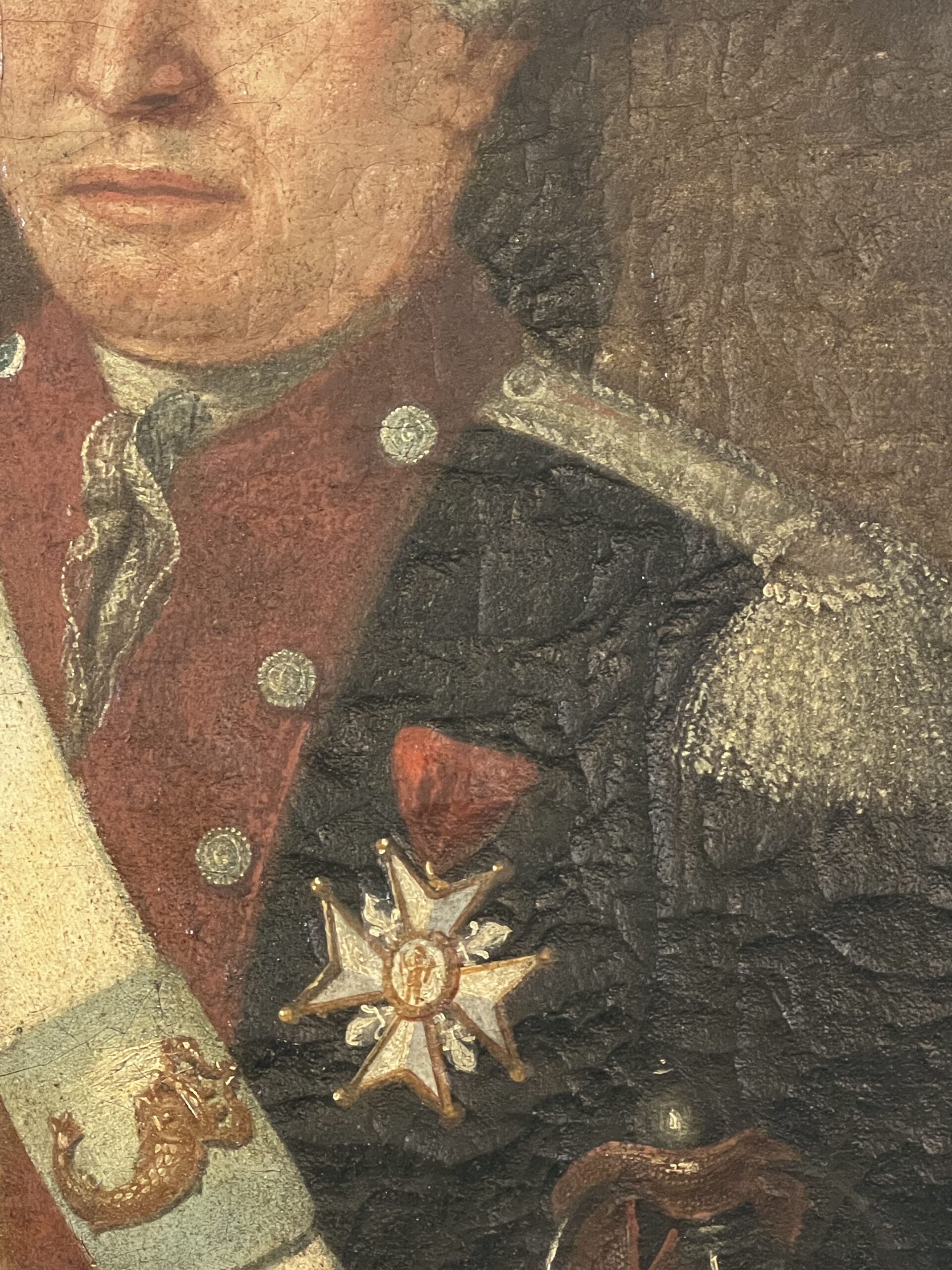 Grande huile sur toile, tableau huile sur toile représentant d'un officier, époque 17e siècle