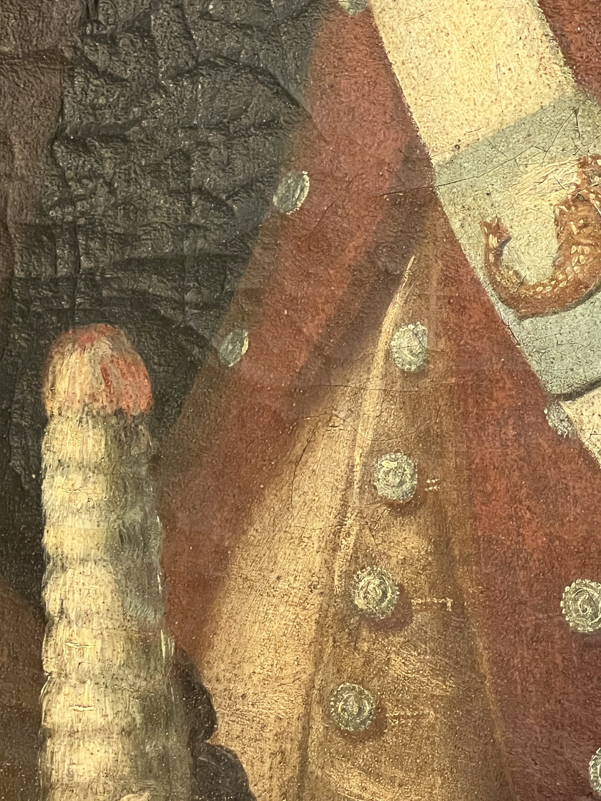 Grande huile sur toile, tableau huile sur toile d'un officier de Dauphin, époque 18e siècle – Image 7