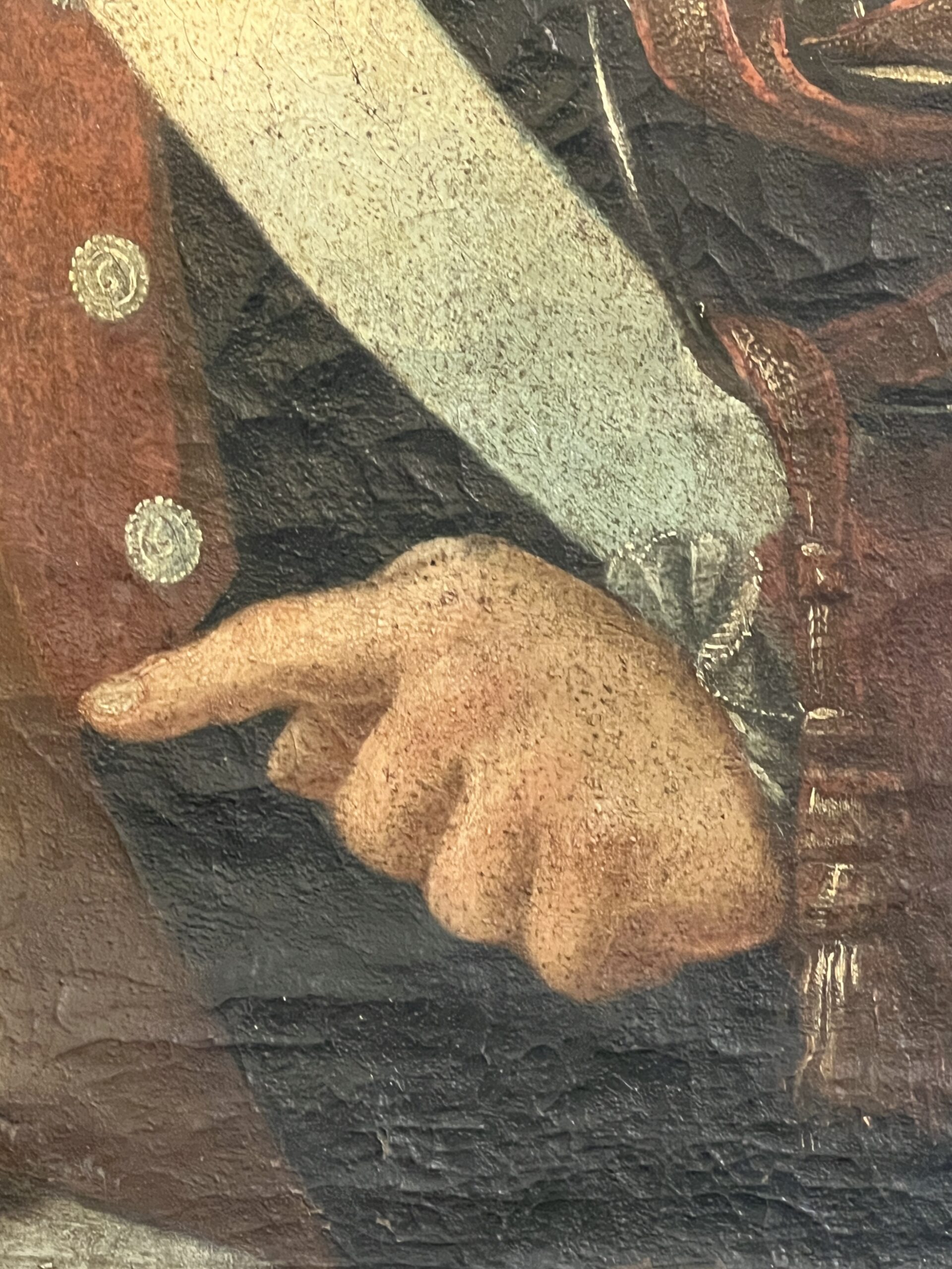 Grande huile sur toile, tableau huile sur toile d'un officier de Dauphin, époque 18e siècle – Image 9